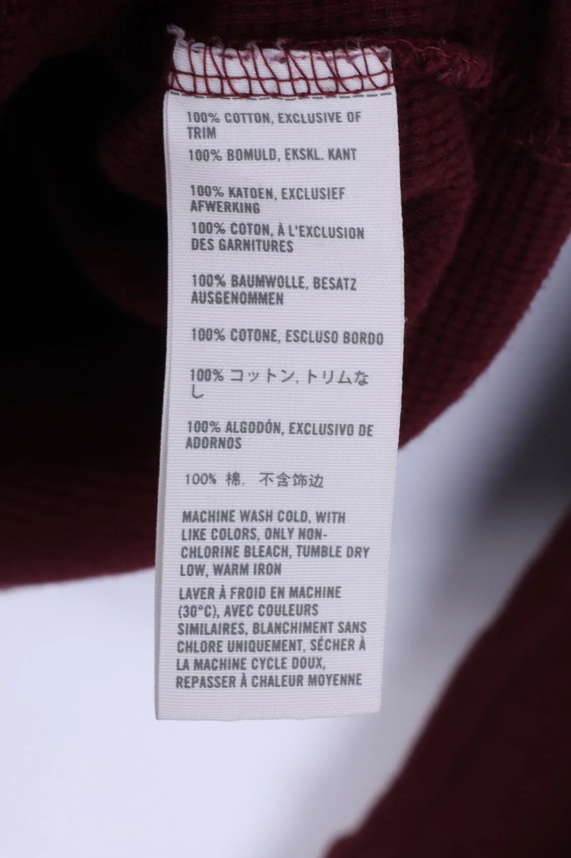 Hollister Mens M Long Sleeved Shirt Cotton Burgundy Crew Neck Stretch