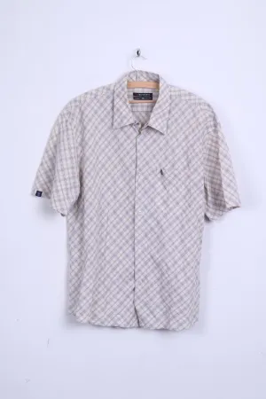 Interstate Mens 2XL Casual Shirt Short Sleeve Beige XXL