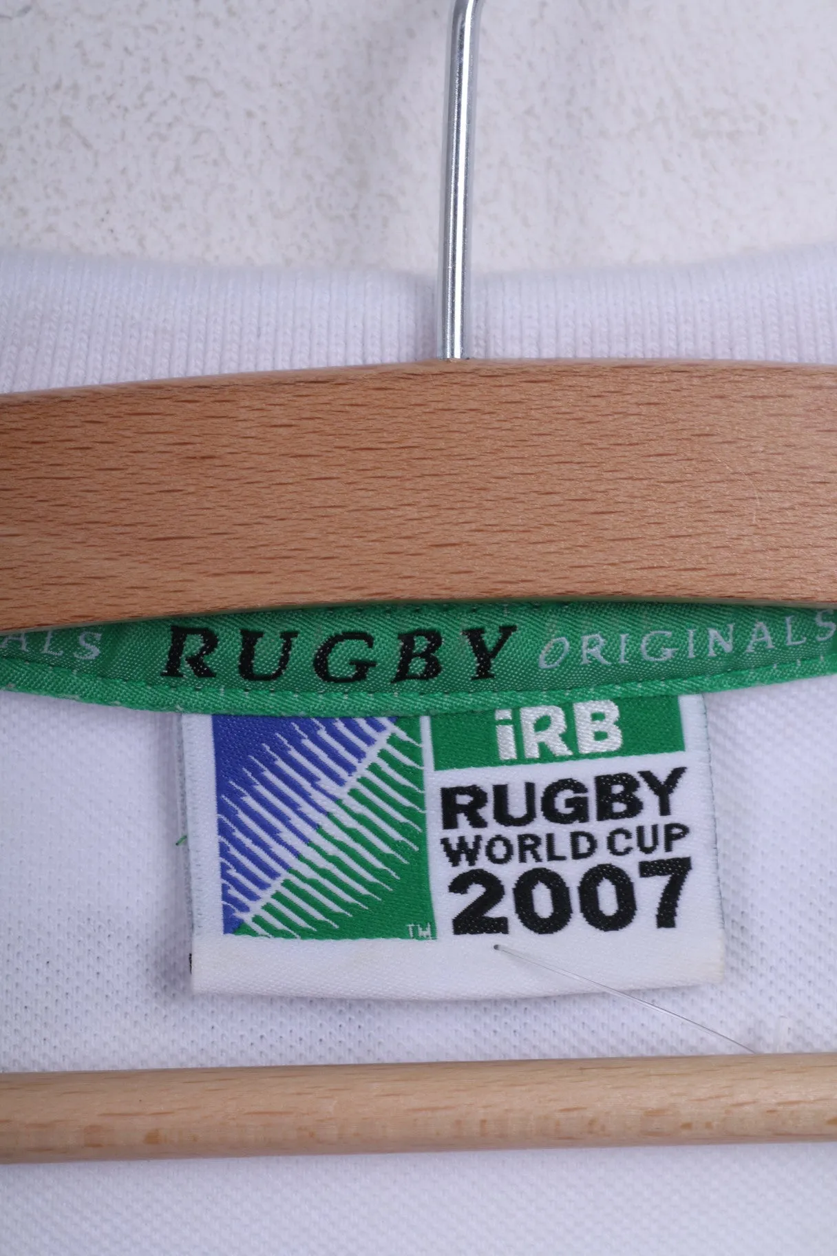 Irb Rugby 2007 Mens M Polo Shirt White Cotton France Sport