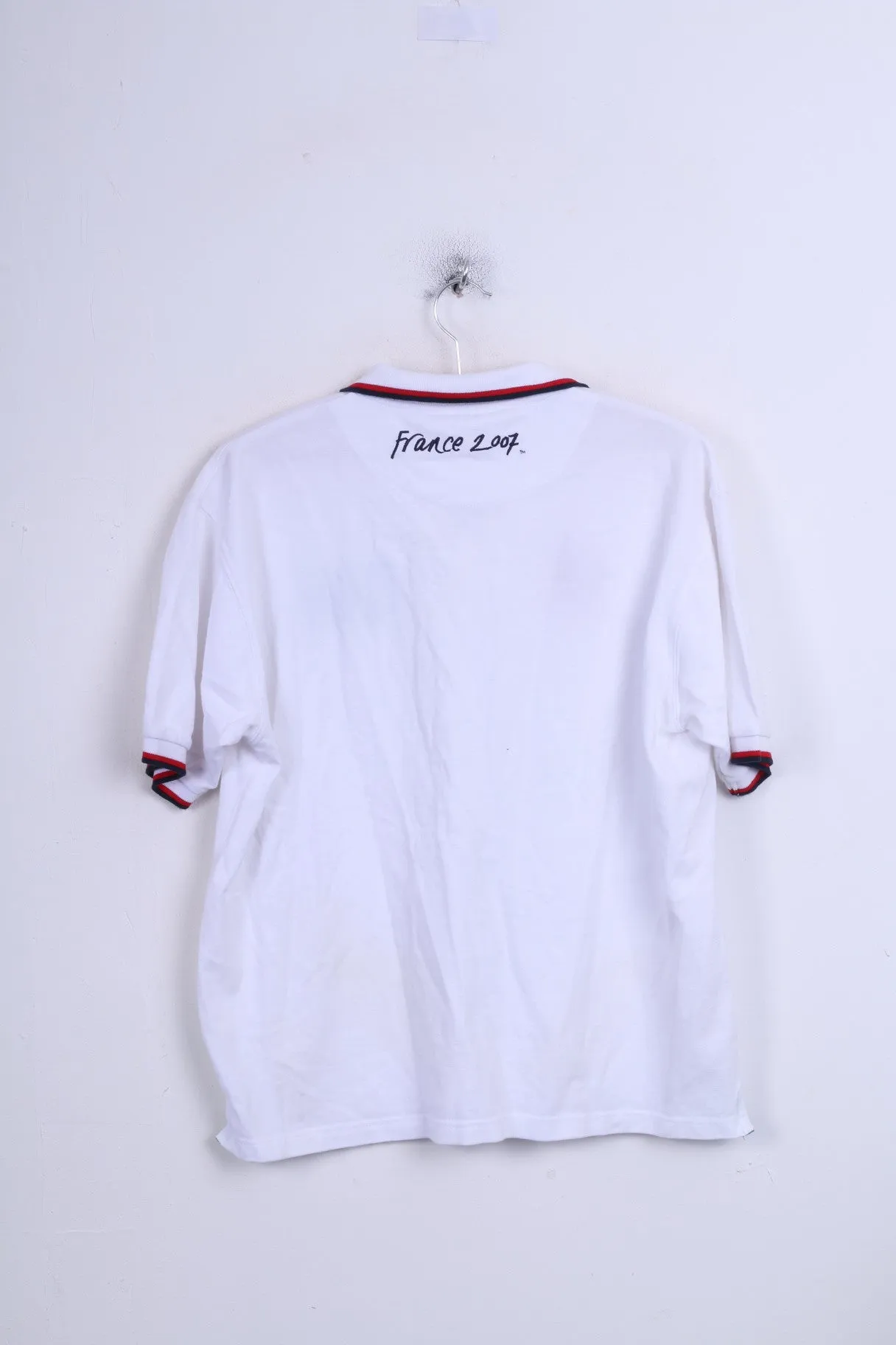 Irb Rugby 2007 Mens M Polo Shirt White Cotton France Sport