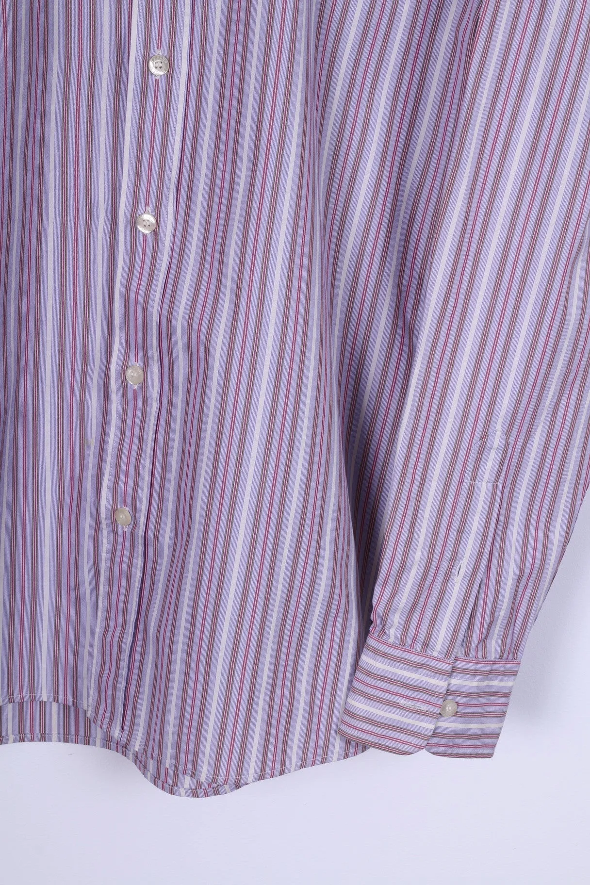 Jaeger Mens S Casual Shirt Striped Multi Detailed Button Cotton Long Sleeve