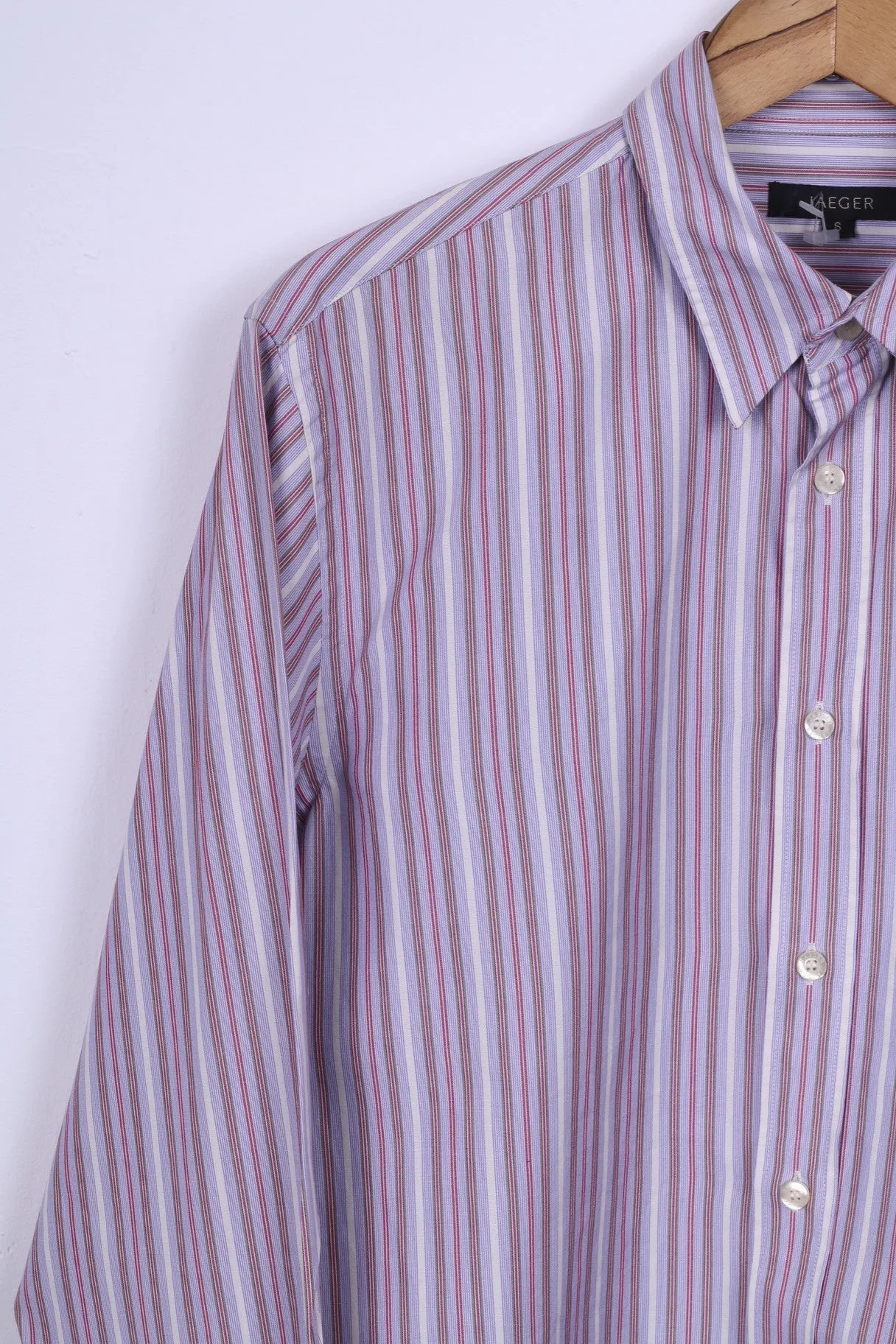 Jaeger Mens S Casual Shirt Striped Multi Detailed Button Cotton Long Sleeve
