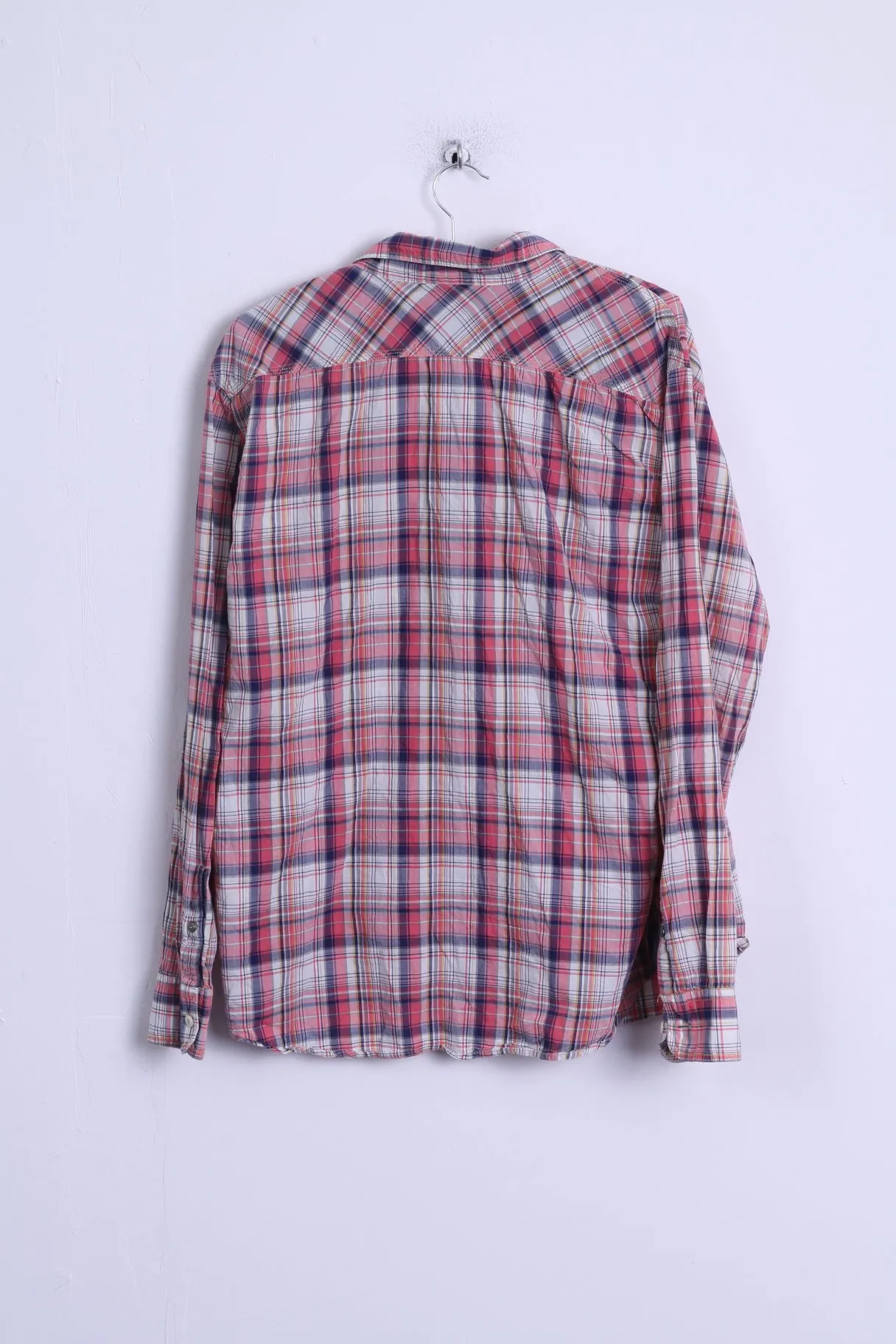 J.A.G.H.S JAGHS Mens XL Casual Shirt Pink Checkered Cotton Long Sleeve