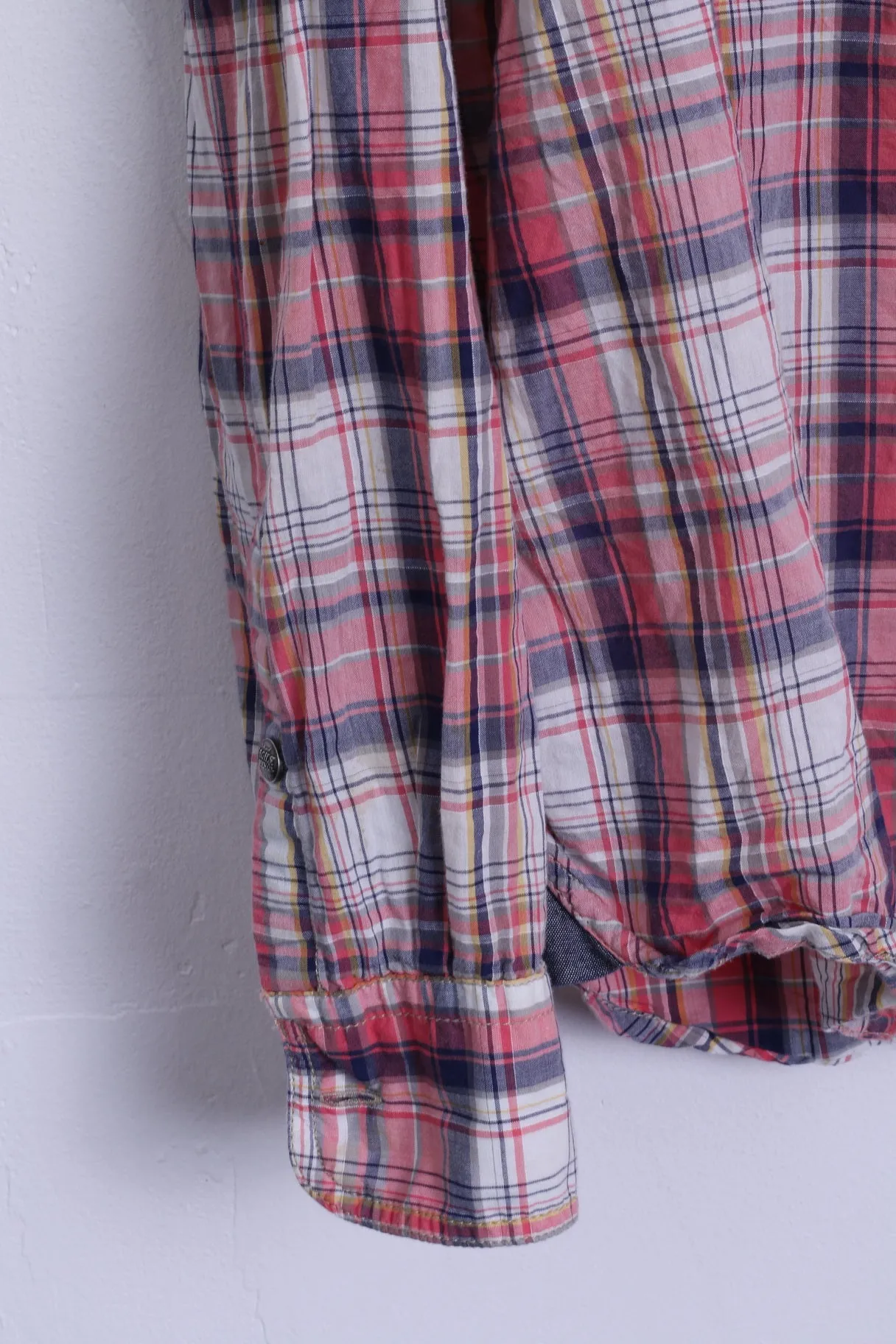 J.A.G.H.S JAGHS Mens XL Casual Shirt Pink Checkered Cotton Long Sleeve