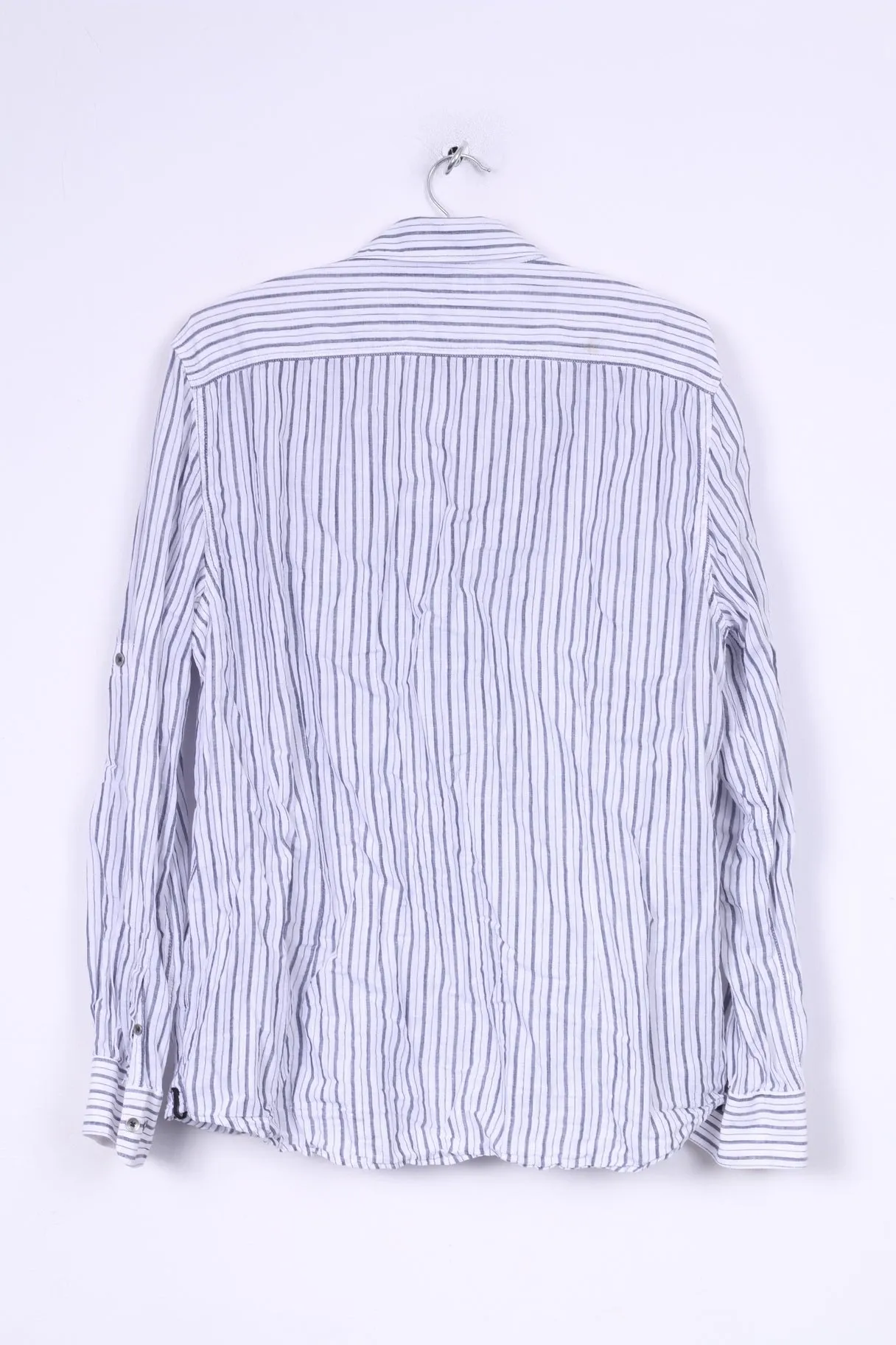 Kenneth Cole Mens L Casual Shirt Cotton Striped Long Sleeve