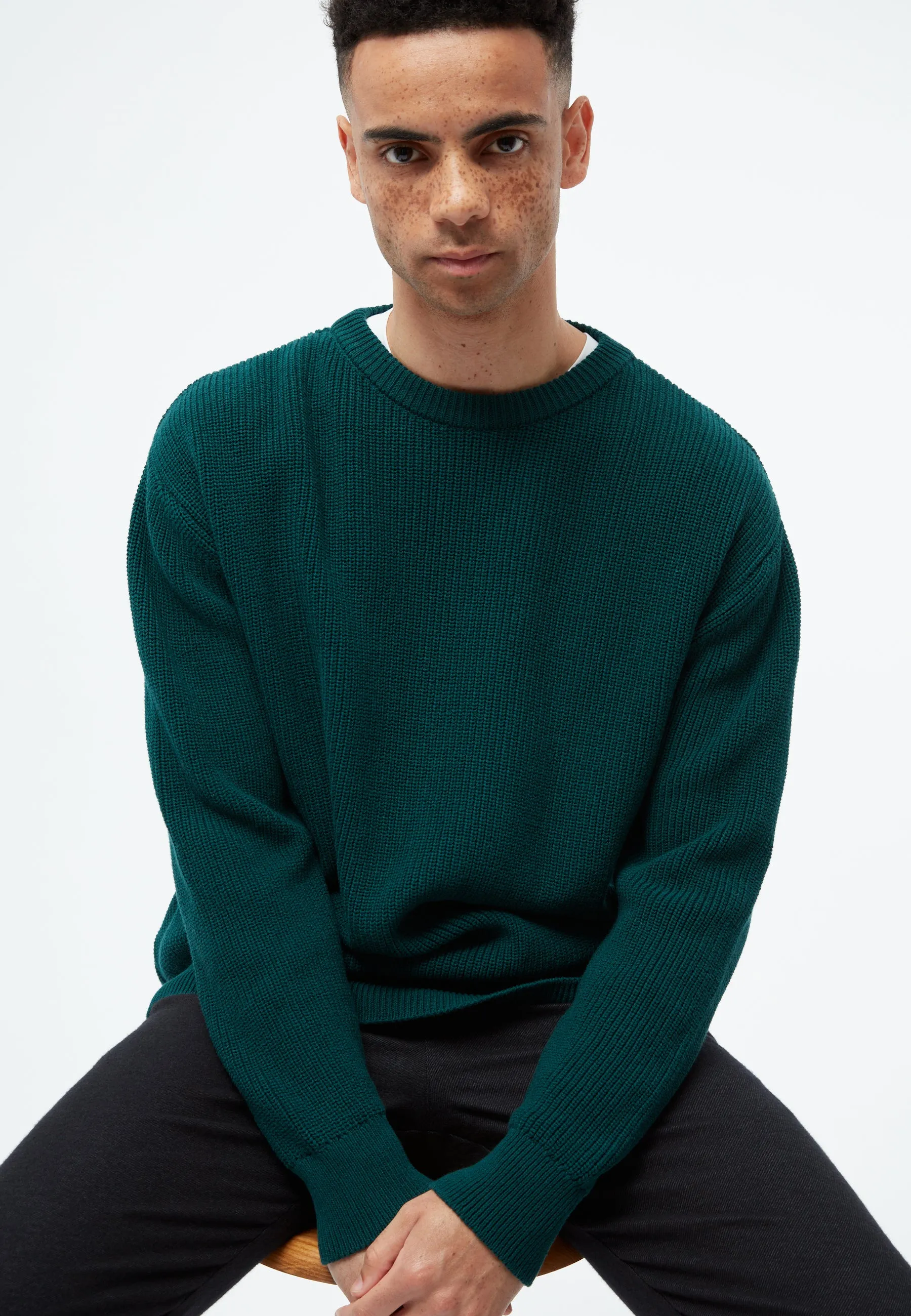 Knitted sweater GBBRENDAN loose fit made from organic cotton - Dark Teal Givn Berlin