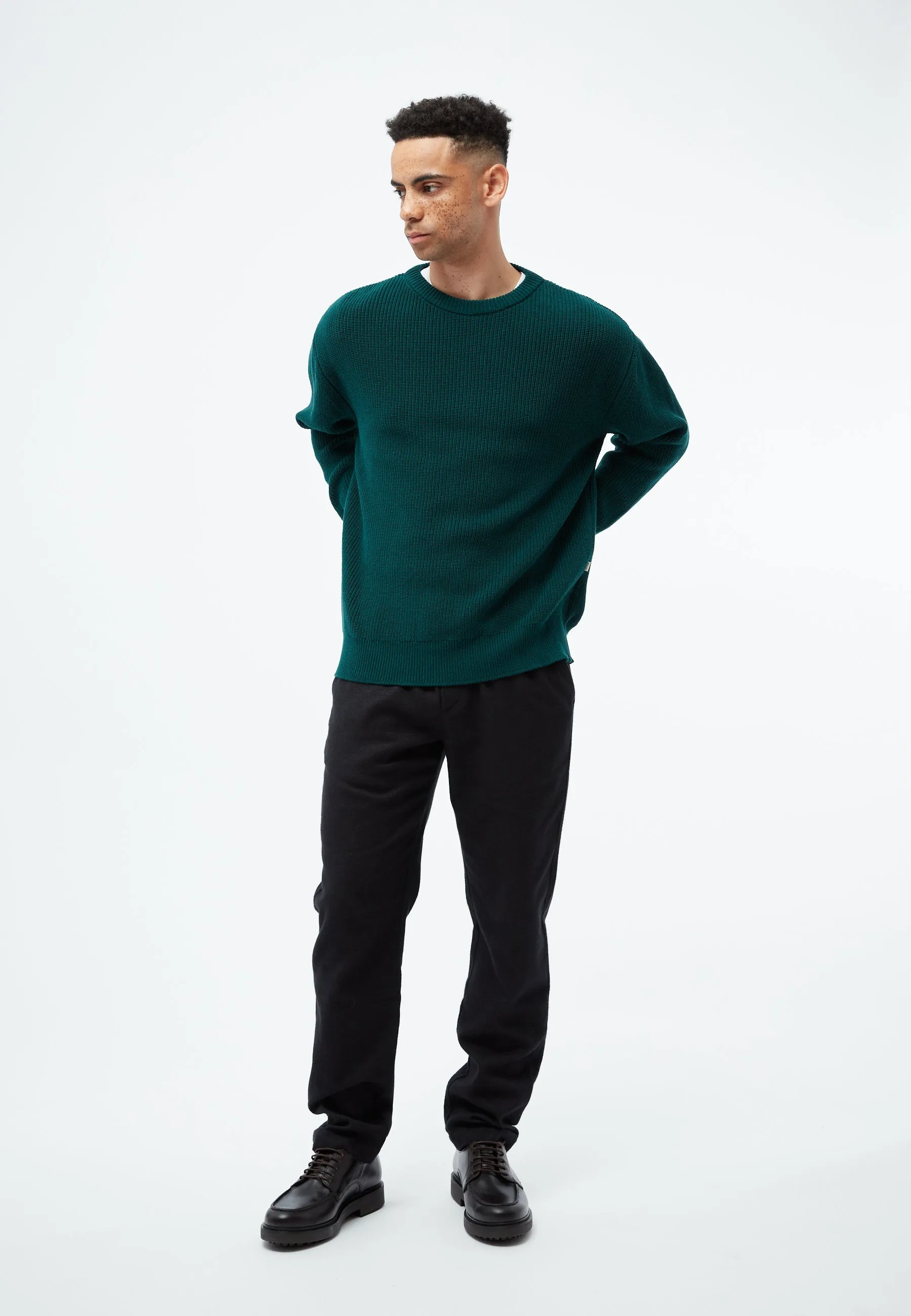 Knitted sweater GBBRENDAN loose fit made from organic cotton - Dark Teal Givn Berlin