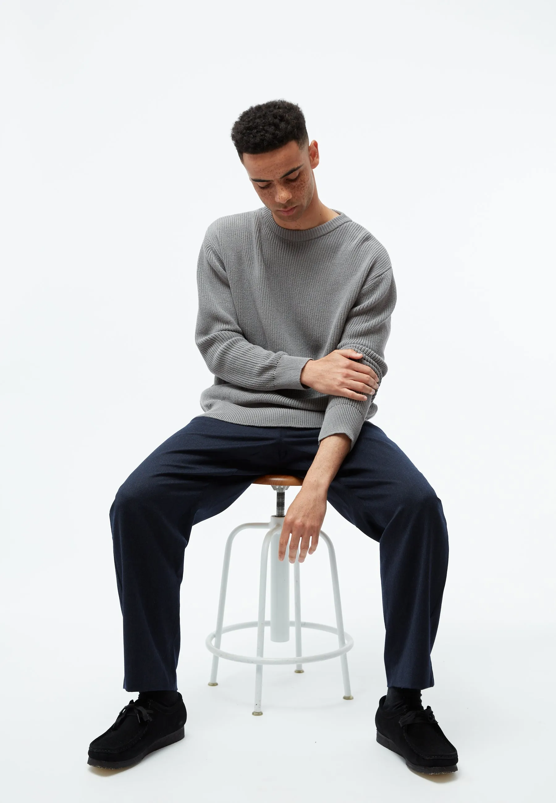 Knitted sweater GBBRENDAN loose fit made from organic cotton - Graphite Grey Givn Berlin