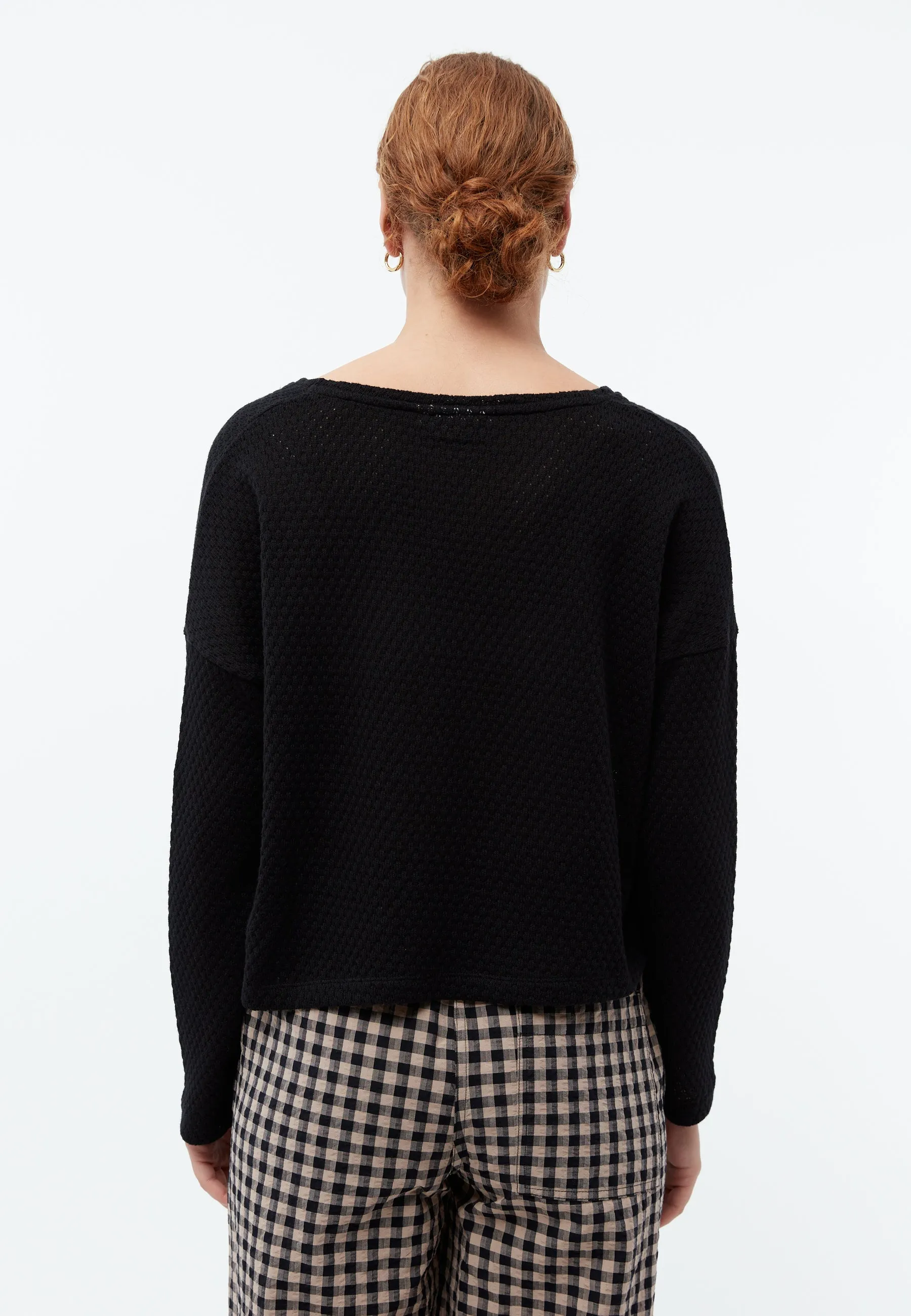 Knitted sweater GBLILLE cropped made from organic cotton in a jacquard pattern - Black (Jacquard) Givn Berlin
