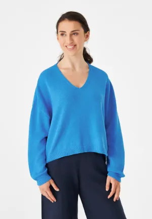 Knitted Sweater GBLINNEA Relaxed Fit Made From Organic Cotton - French Blue Givn Berlin