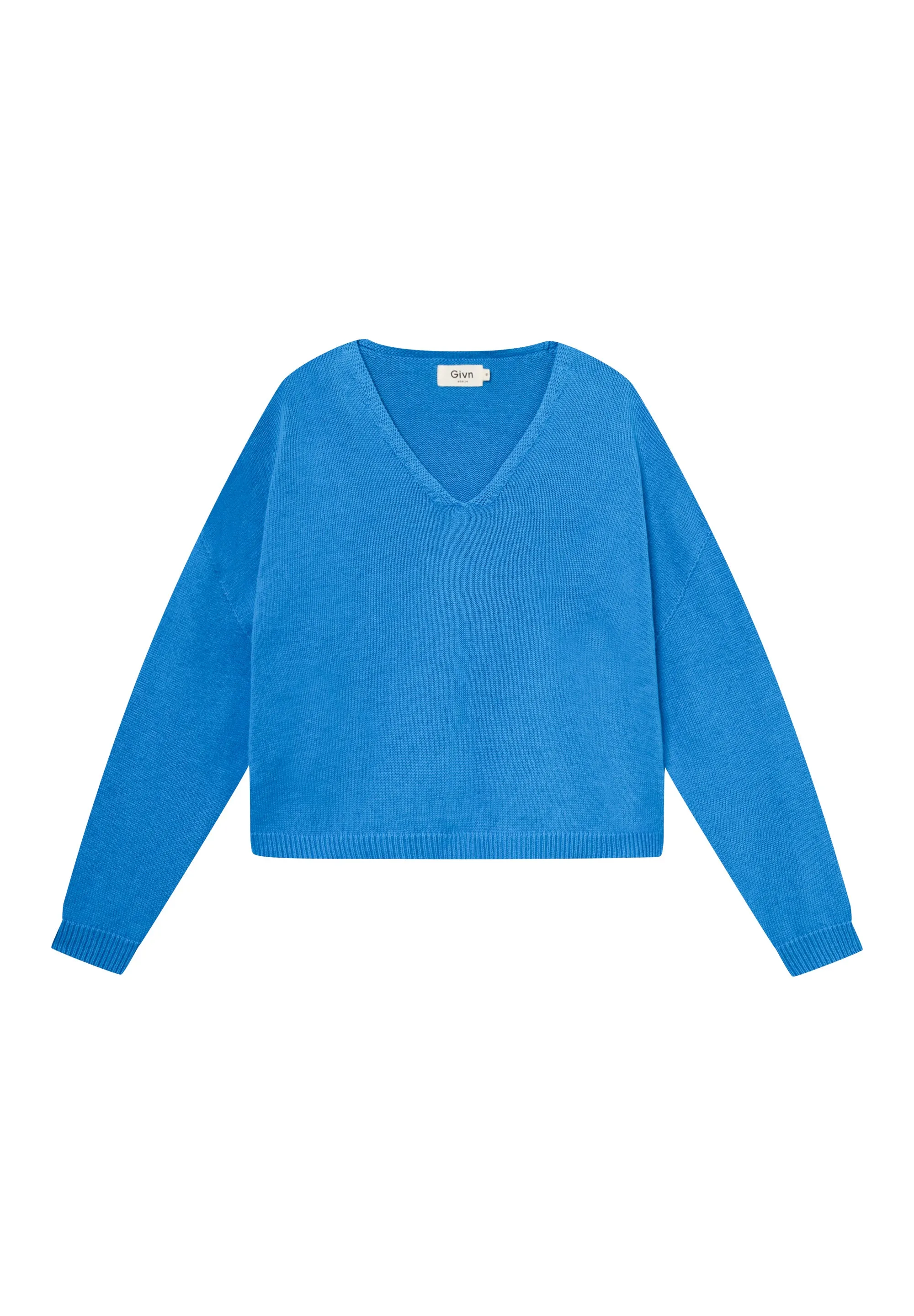 Knitted Sweater GBLINNEA Relaxed Fit Made From Organic Cotton - French Blue Givn Berlin