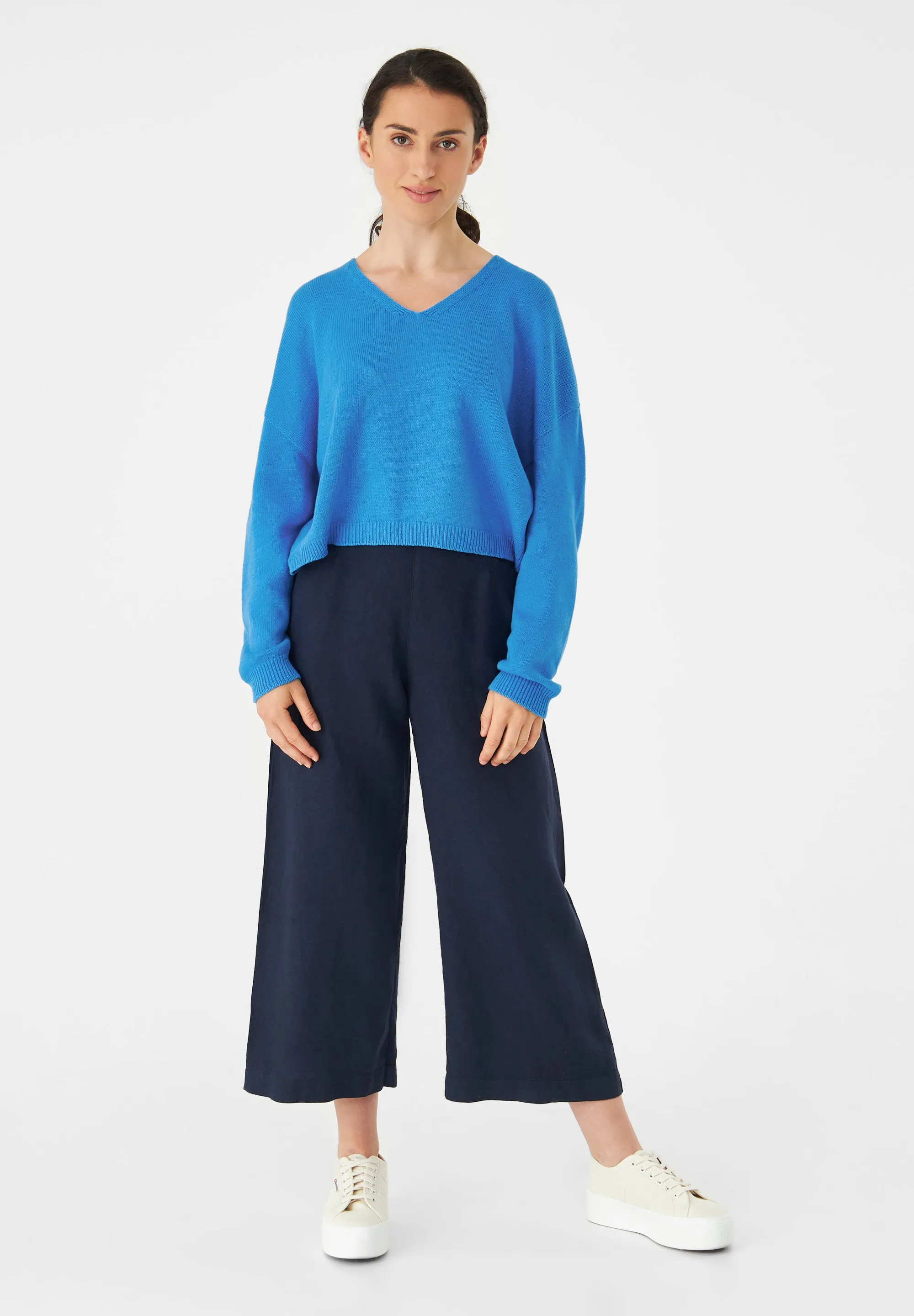Knitted Sweater GBLINNEA Relaxed Fit Made From Organic Cotton - French Blue Givn Berlin