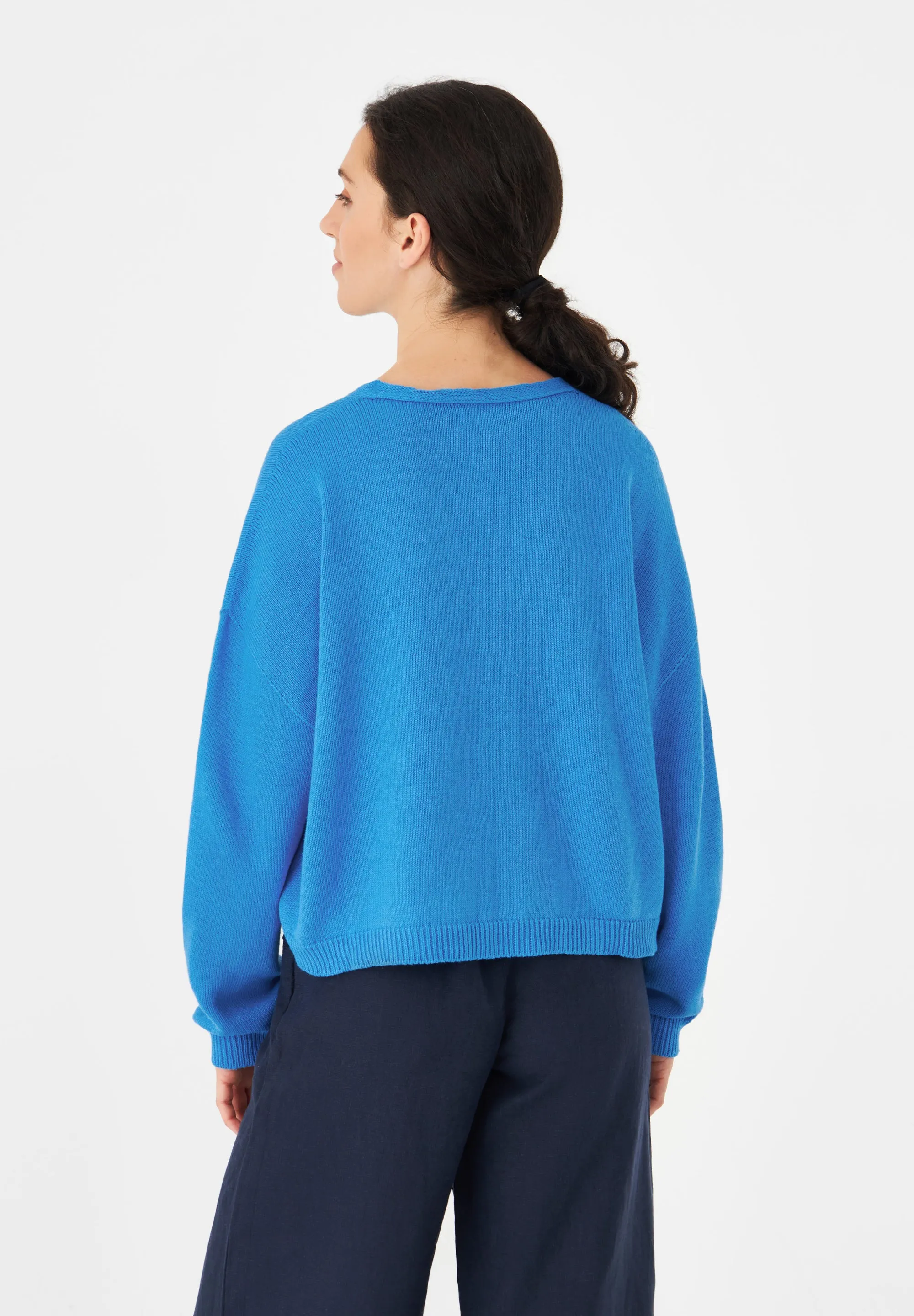 Knitted Sweater GBLINNEA Relaxed Fit Made From Organic Cotton - French Blue Givn Berlin