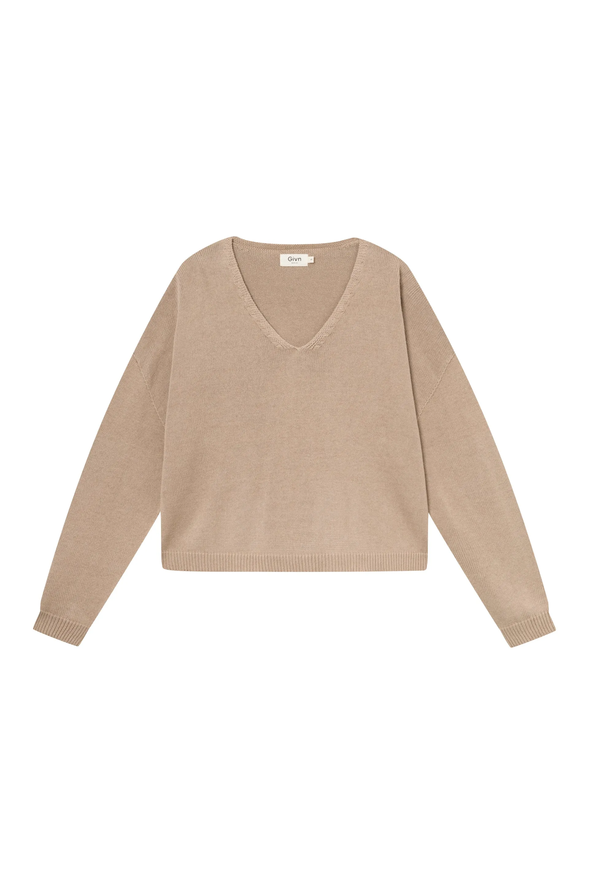 Knitted Sweater GBLINNEA Relaxed Fit Made From Organic Cotton - Light Brown Givn Berlin