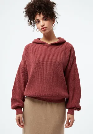 Knitted sweater GBMARIELLA relaxed fit made of organic cotton with hood - Cranberry Givn Berlin
