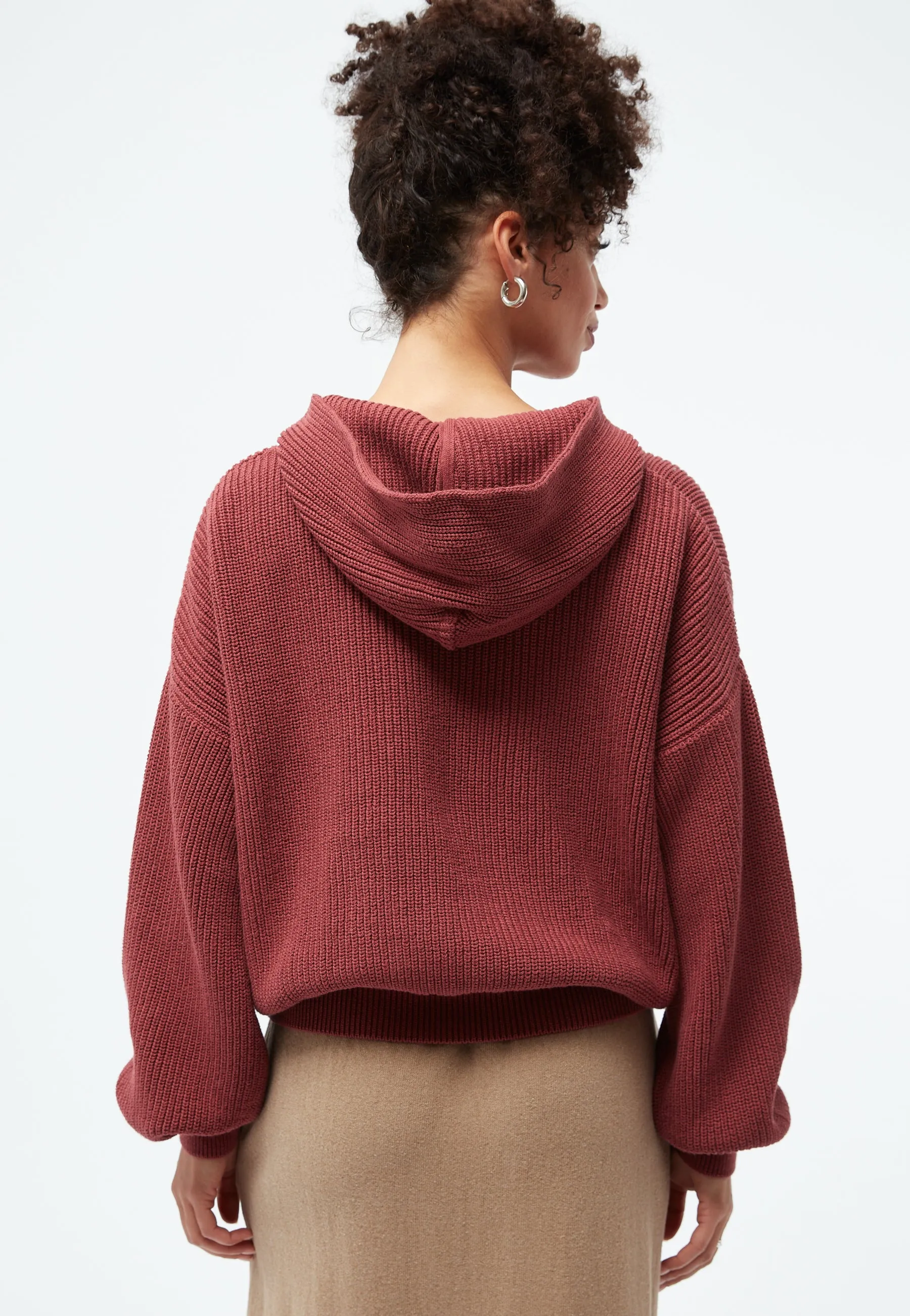 Knitted sweater GBMARIELLA relaxed fit made of organic cotton with hood - Cranberry Givn Berlin