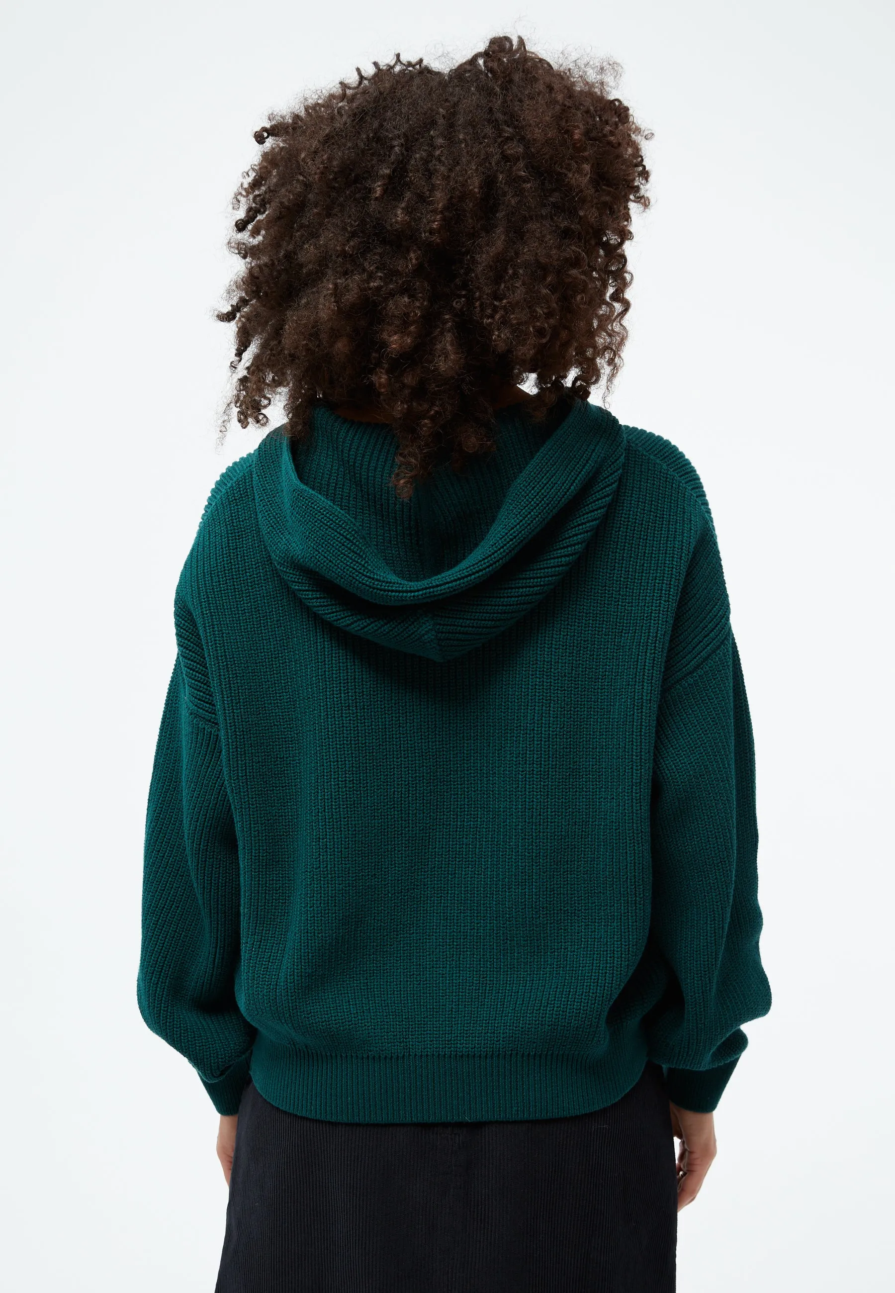 Knitted sweater GBMARIELLA relaxed fit made of organic cotton with hood - Dark Teal Givn Berlin