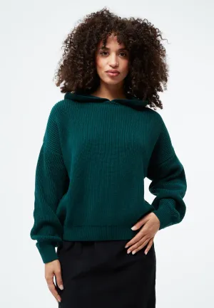 Knitted sweater GBMARIELLA relaxed fit made of organic cotton with hood - Dark Teal Givn Berlin