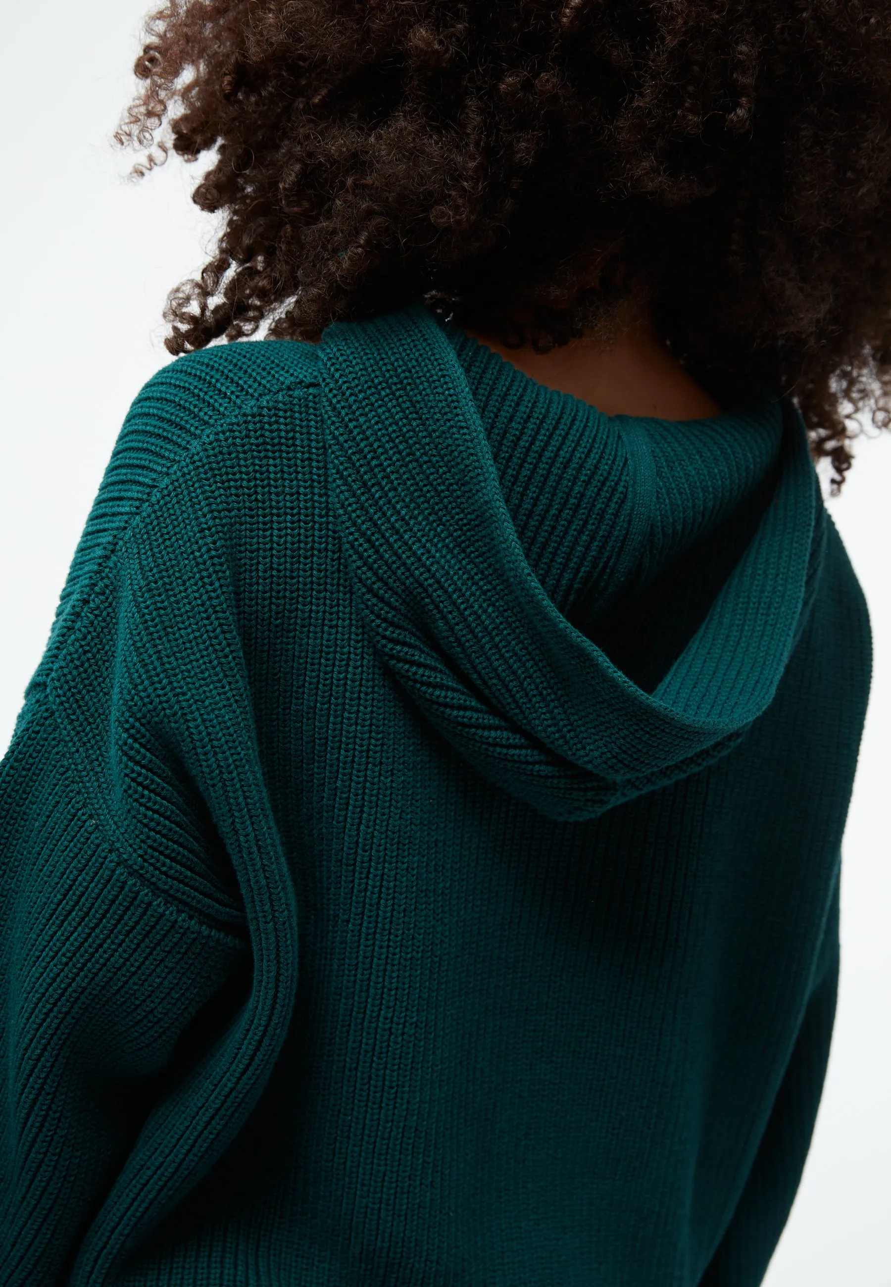 Knitted sweater GBMARIELLA relaxed fit made of organic cotton with hood - Dark Teal Givn Berlin