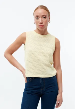 Knitted top GBSHIRLEY cropped made of organic cotton in jacquard pattern - Creamy Yellow (Jacquard) Givn Berlin