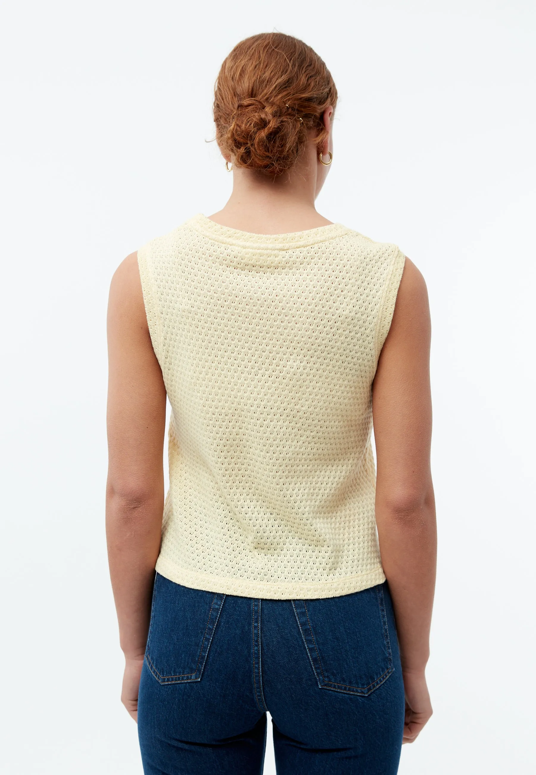 Knitted top GBSHIRLEY cropped made of organic cotton in jacquard pattern - Creamy Yellow (Jacquard) Givn Berlin