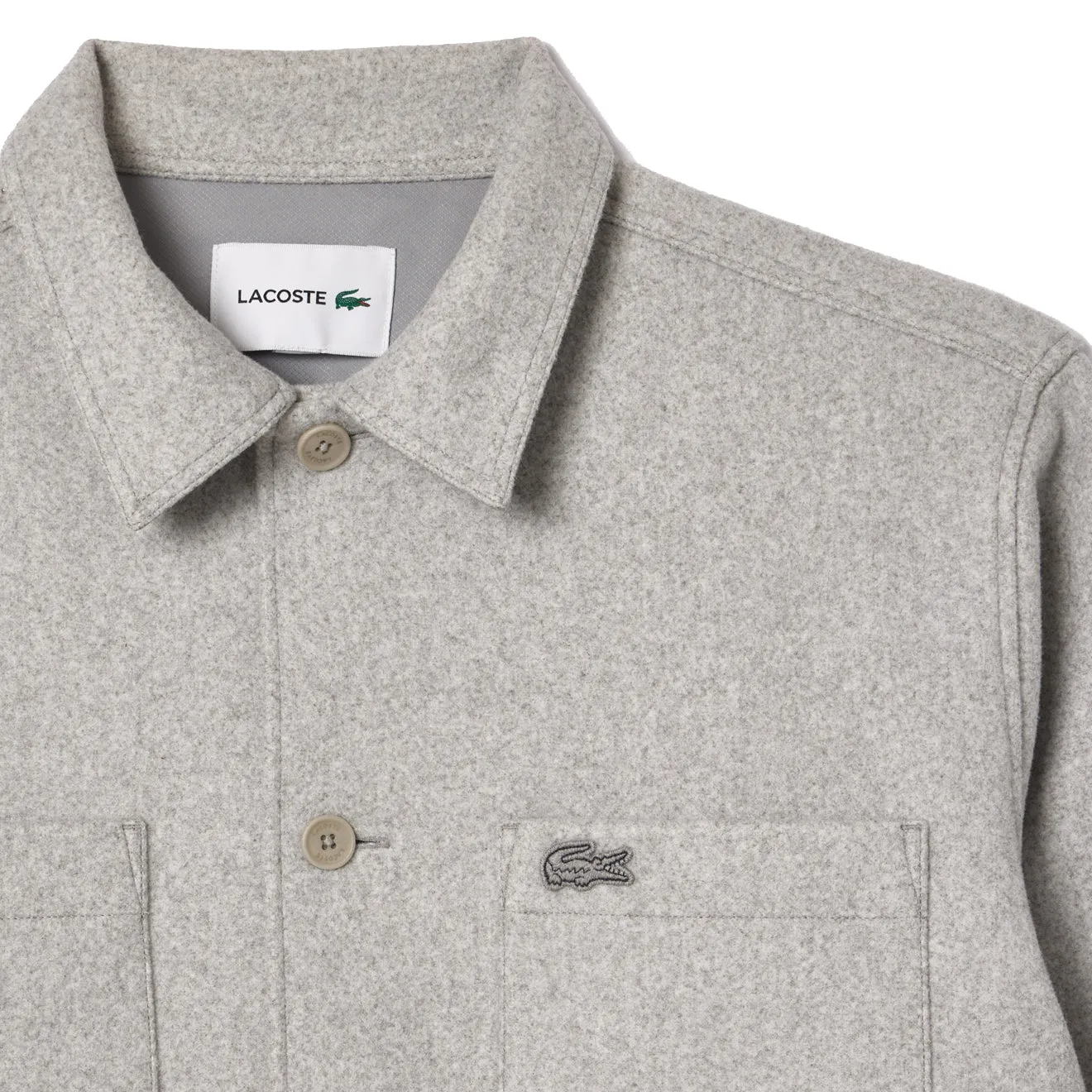 Lacoste Oversized Flannel Overshirt Grey Chine