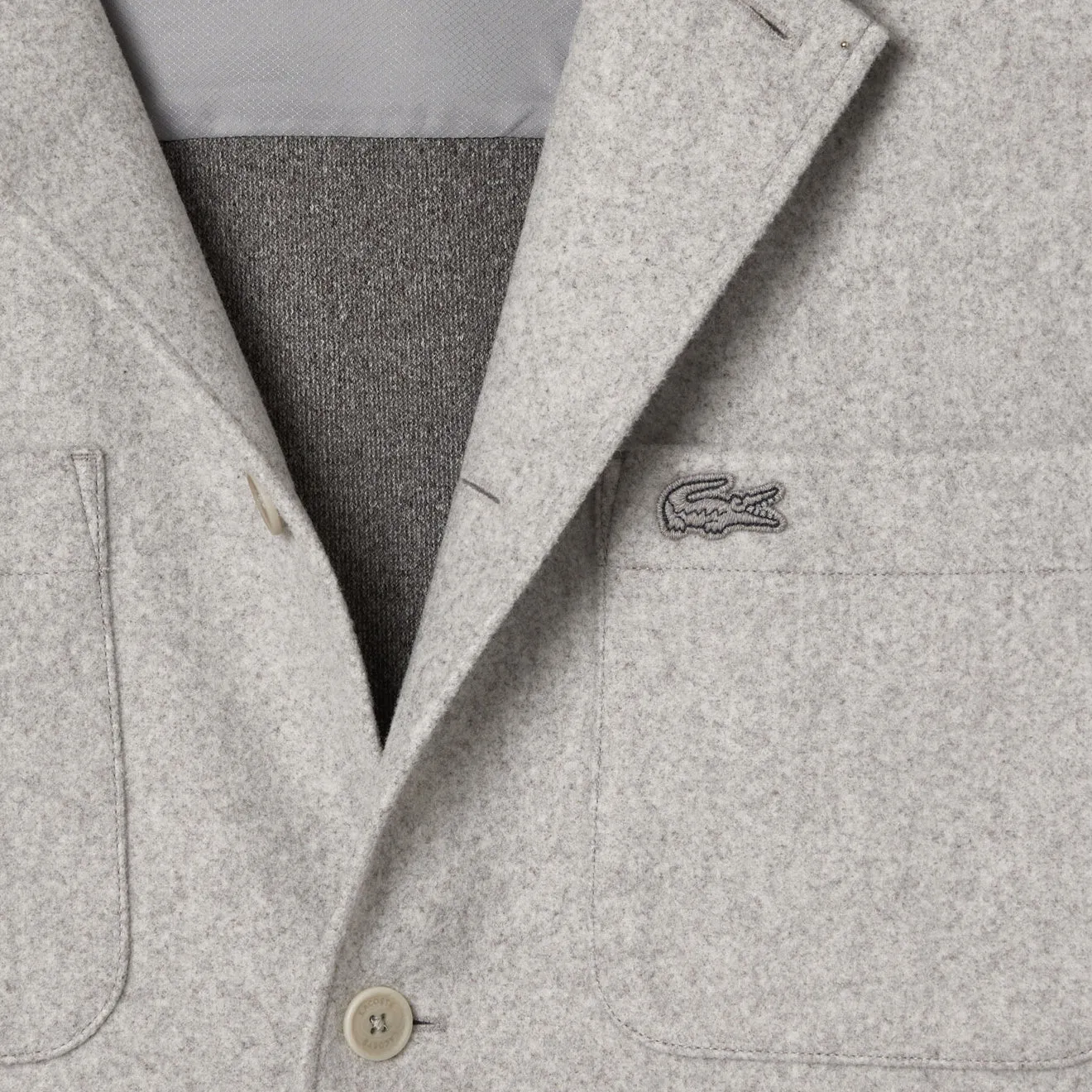 Lacoste Oversized Flannel Overshirt Grey Chine