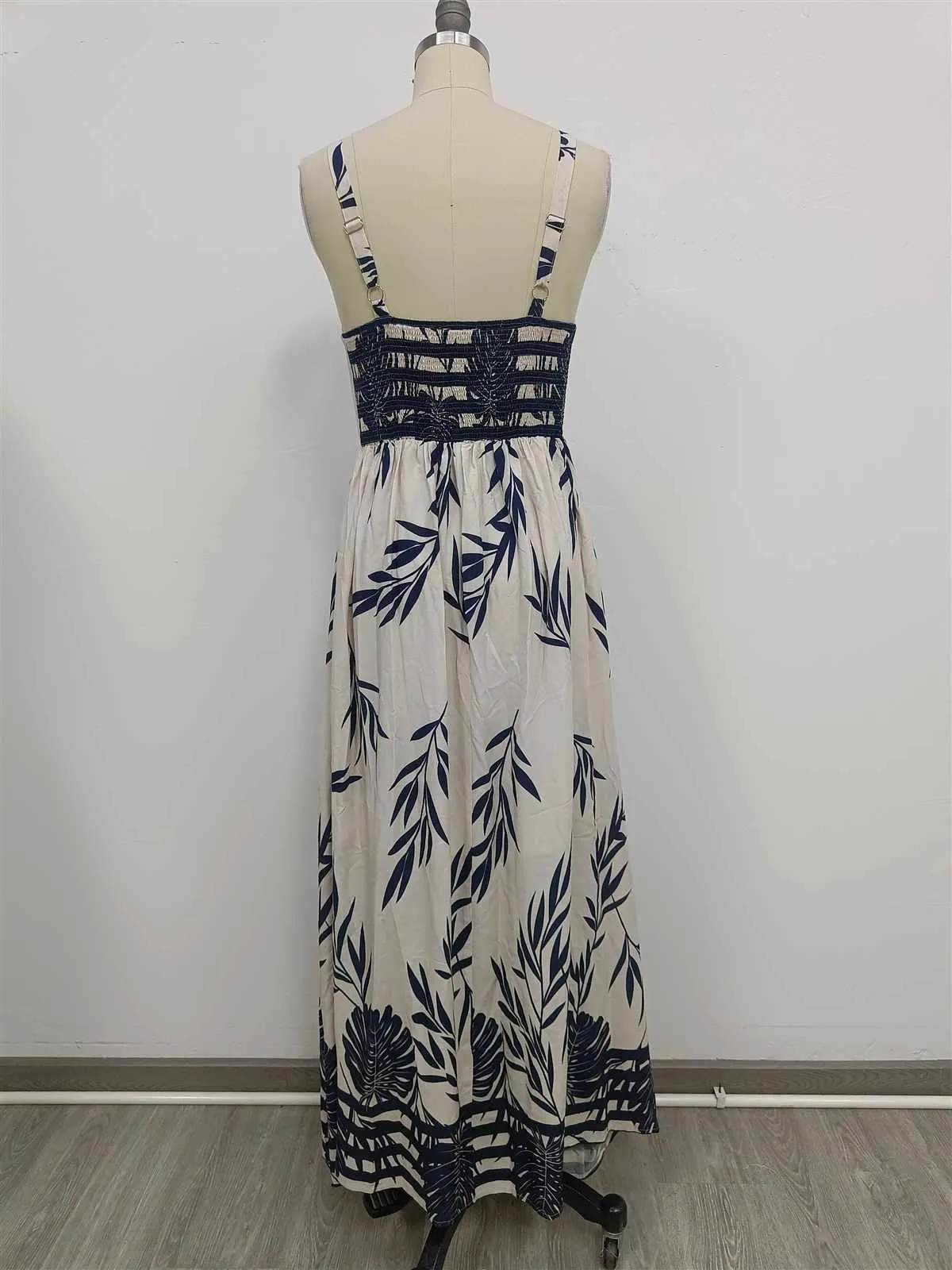 LEAF PRINT MAXI SUNDRESS
