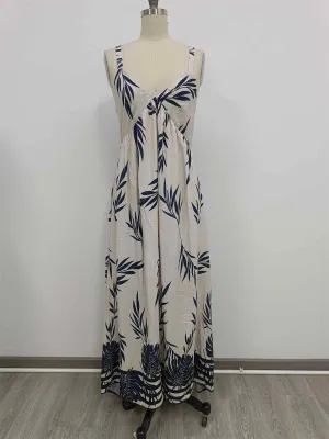 LEAF PRINT MAXI SUNDRESS