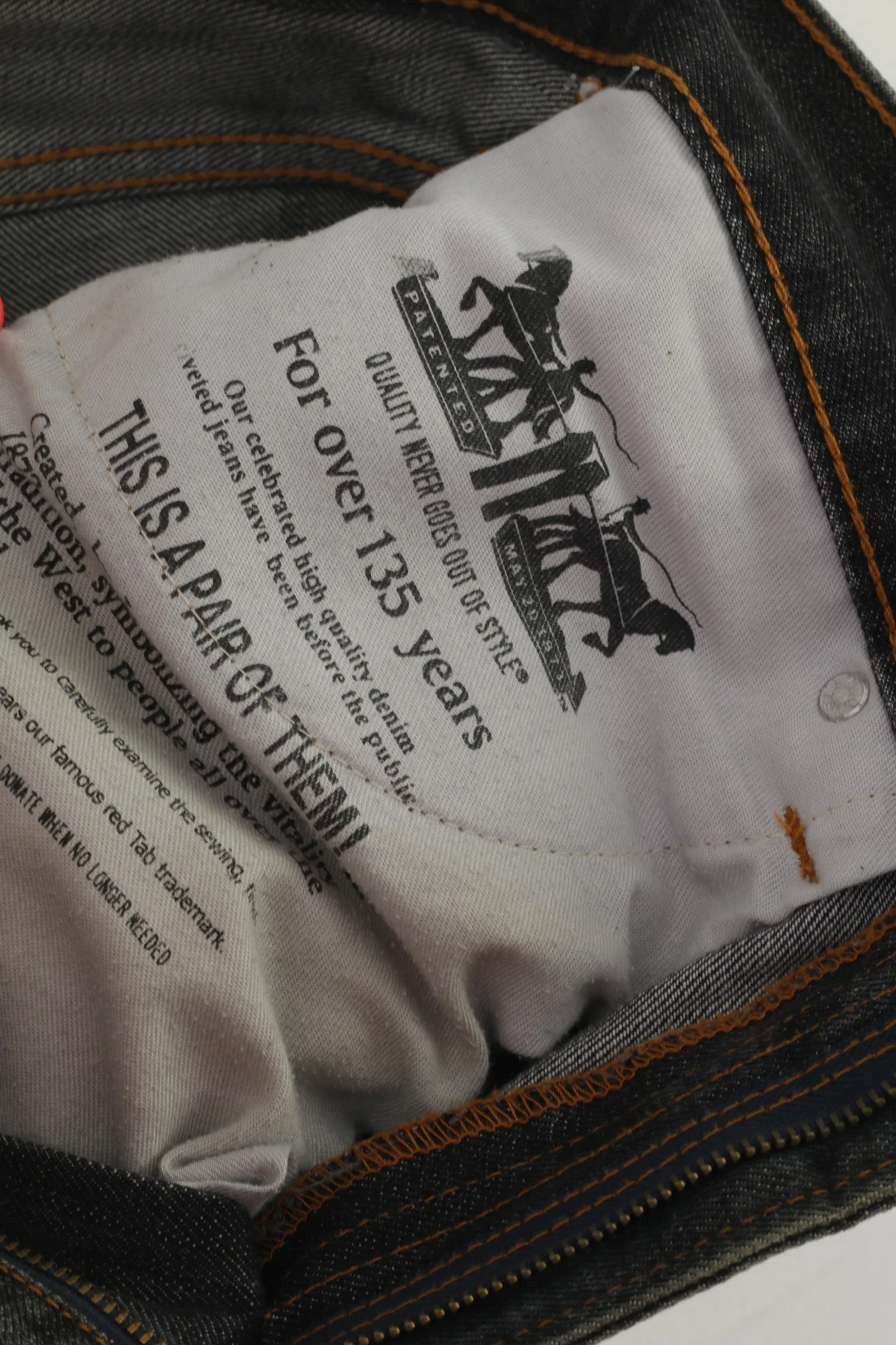 Levi's 506 Mwn 32 Jeans Trousers Navy Gray Vintage Riveted Vintage Denim Pants