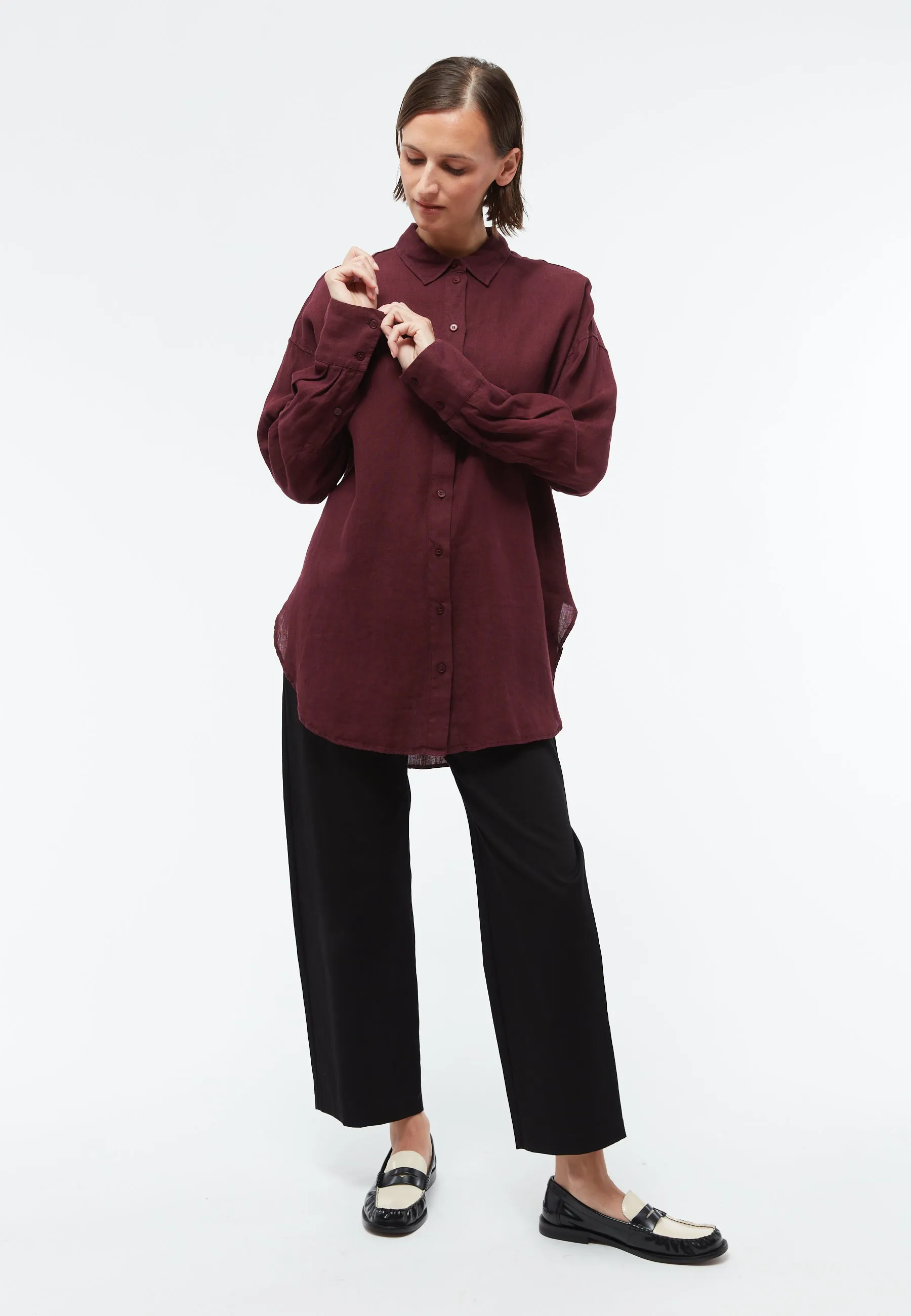 Linen blouse GBCOSIMA oversize - Burgundy (Linen) Givn Berlin
