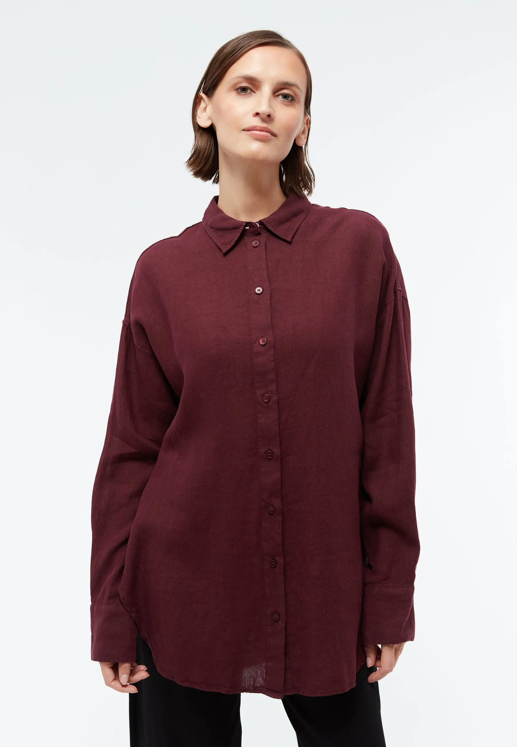 Linen blouse GBCOSIMA oversize - Burgundy (Linen) Givn Berlin