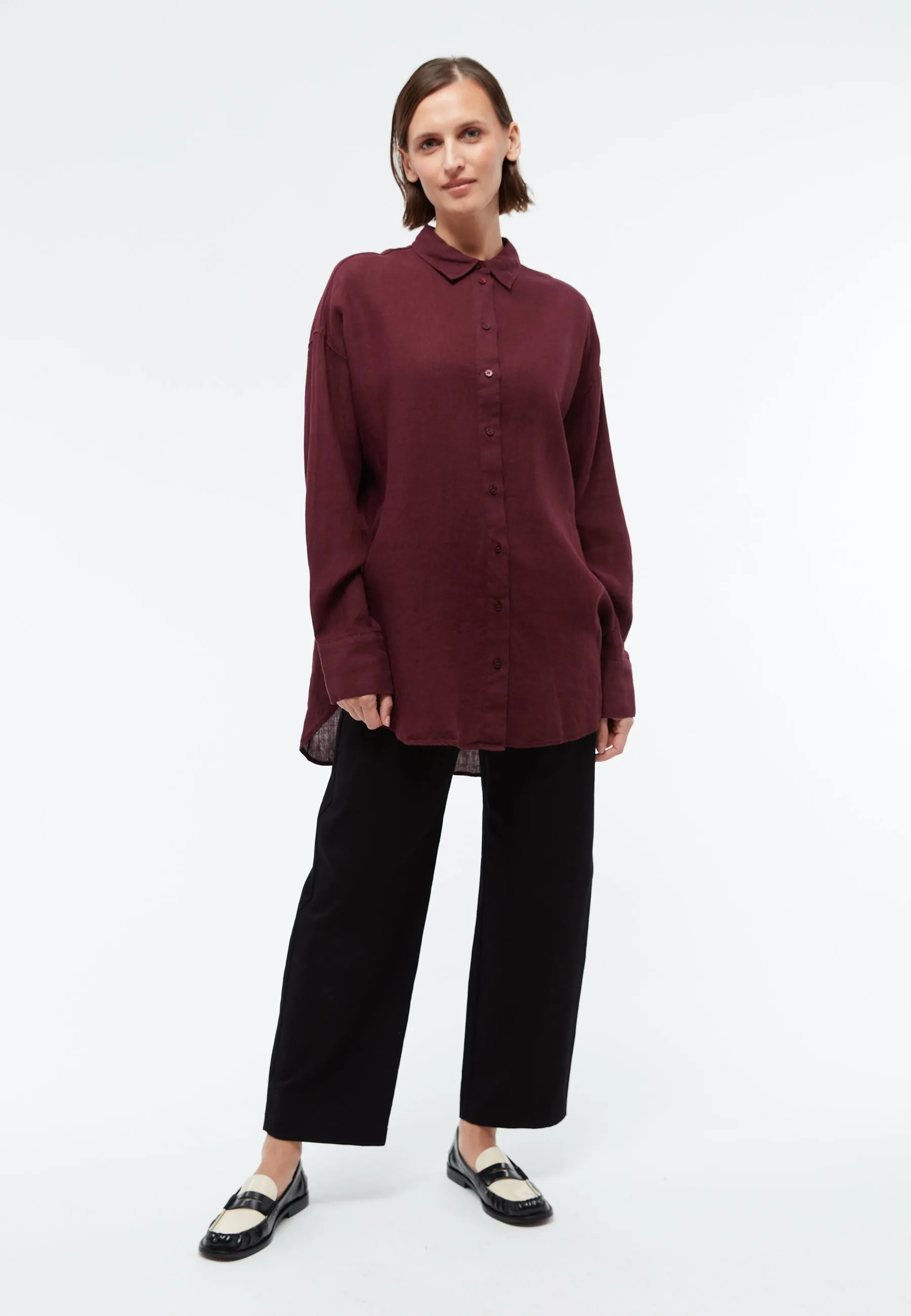 Linen blouse GBCOSIMA oversize - Burgundy (Linen) Givn Berlin