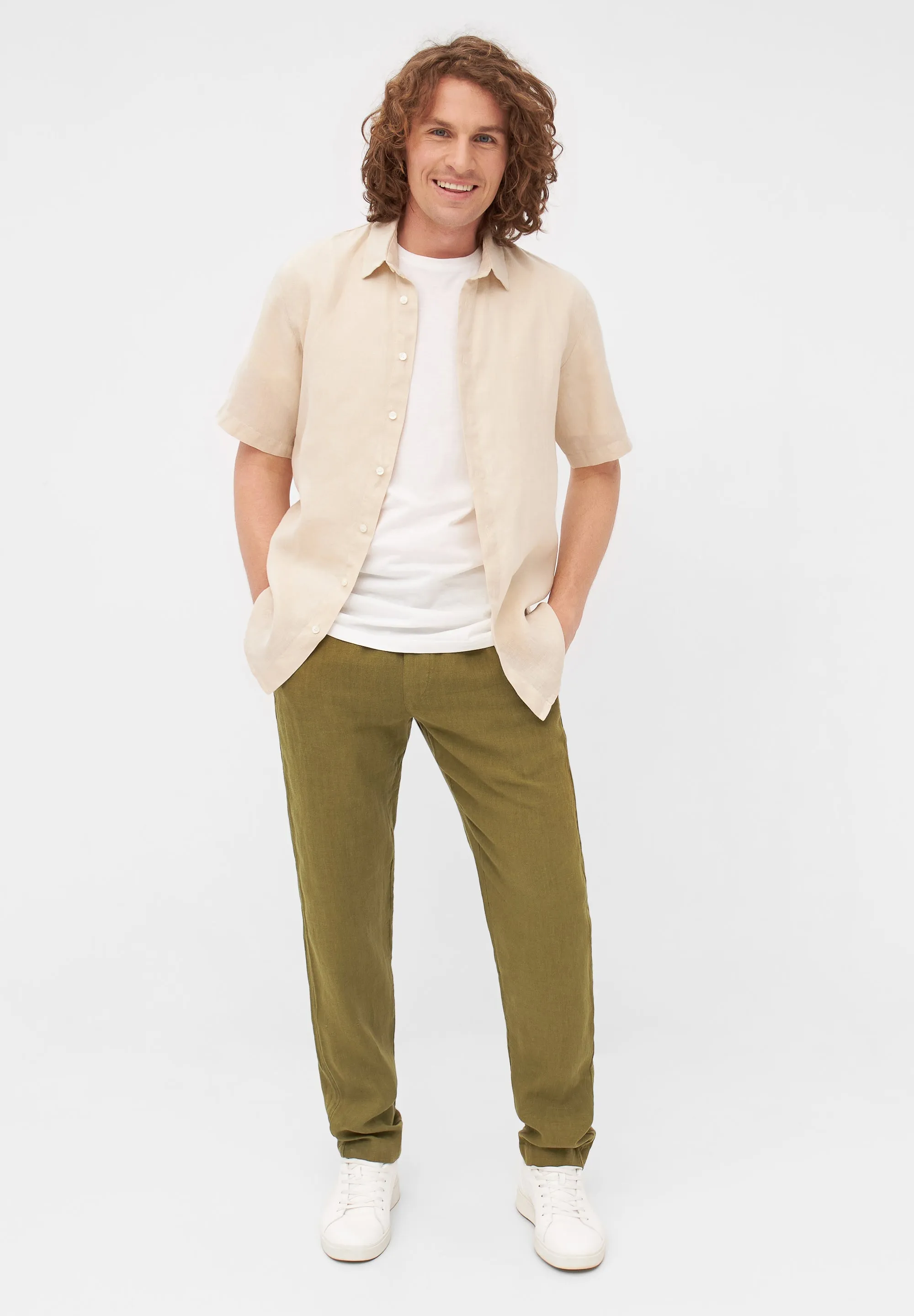 Linen Chino Pants ERIC - Olive Oil (Linen) Givn Berlin