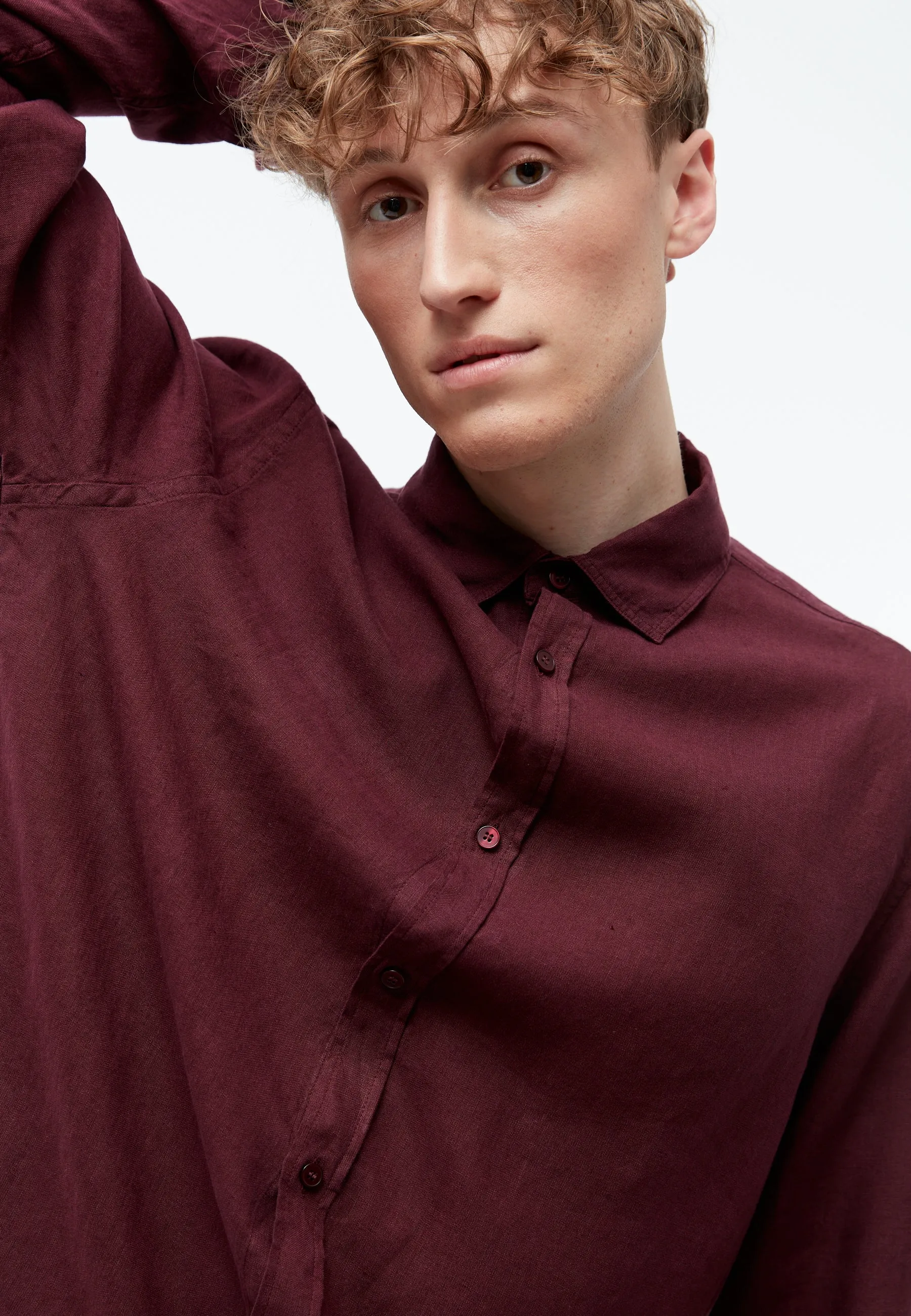 Linen shirt GBJOHN relaxed - Burgundy (Linen) Givn Berlin