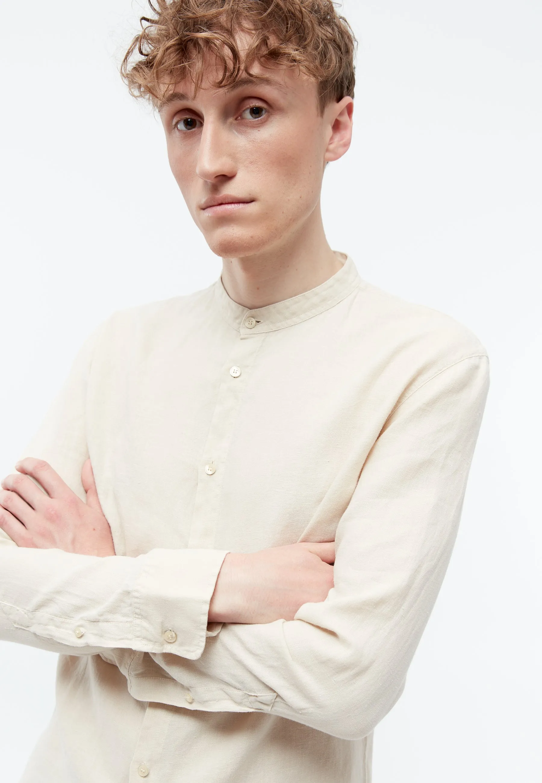 Linen shirt GBWES with stand-up collar - Beige (Linen) Givn Berlin