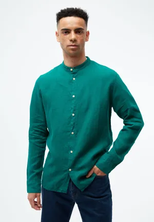 Linen shirt GBWES with stand-up collar - Malachite Green (Linen) Givn Berlin