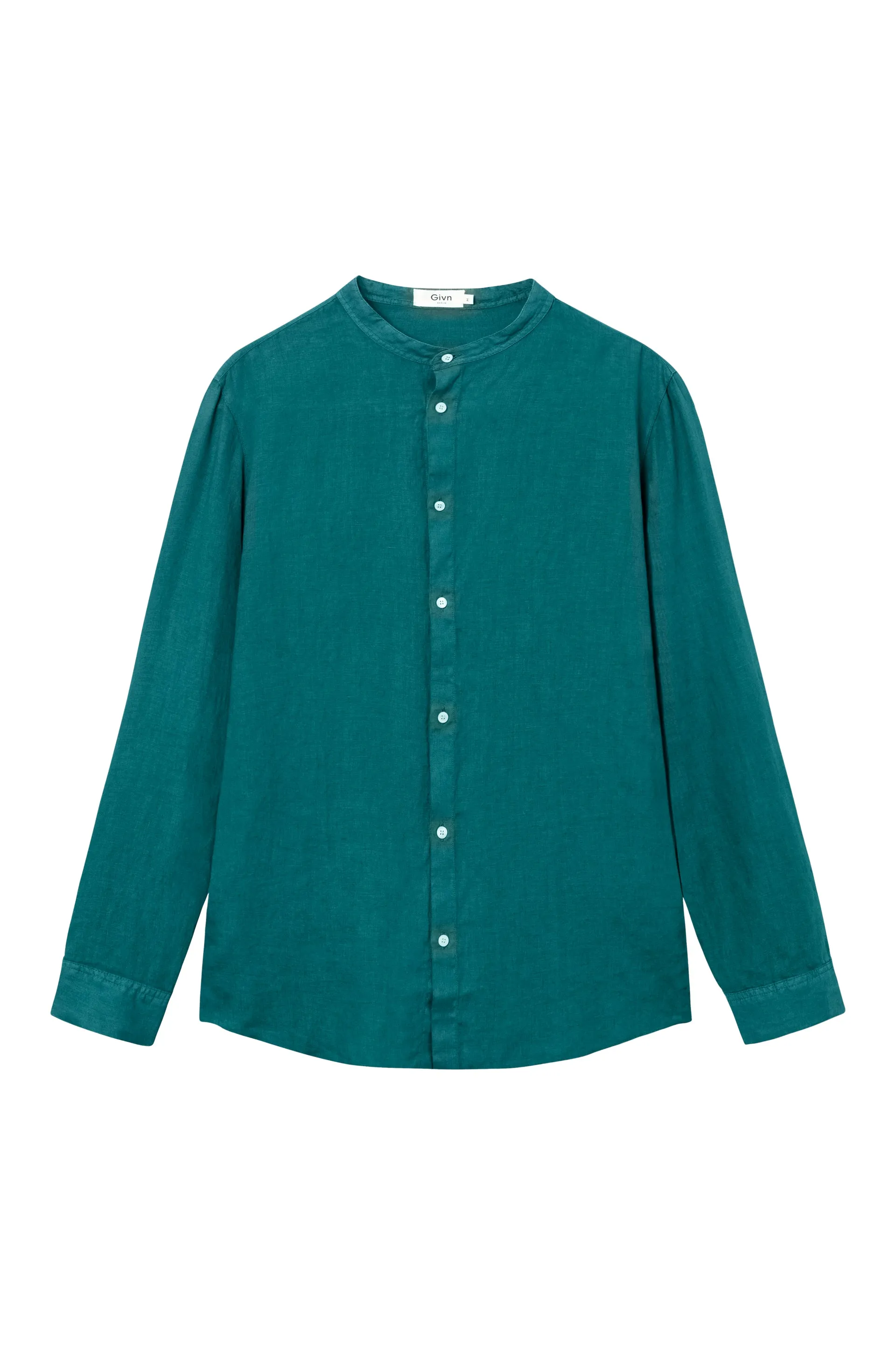 Linen shirt GBWES with stand-up collar - Malachite Green (Linen) Givn Berlin
