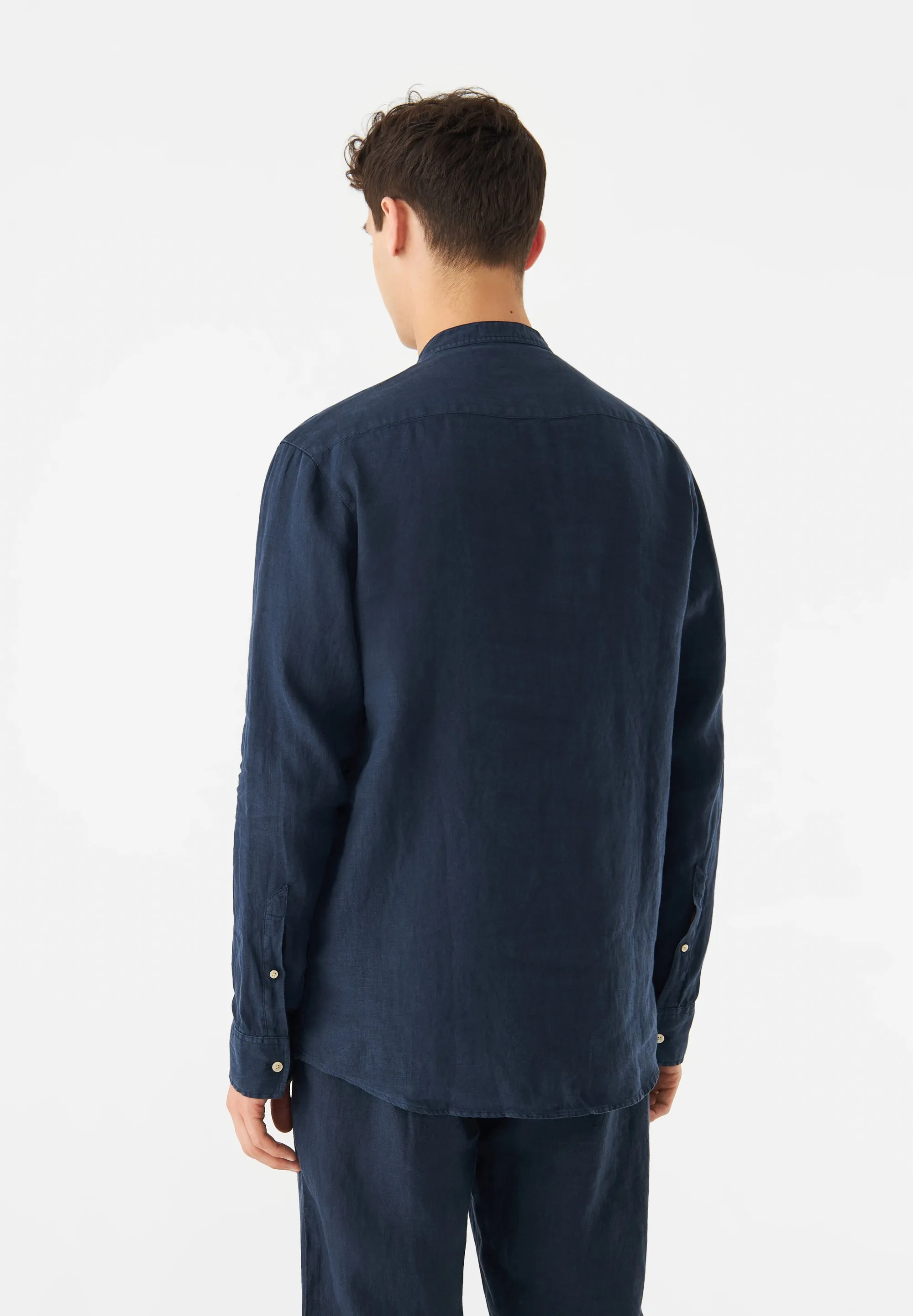 Linen shirt GBWES with stand-up collar - Midnight Blue (Linen) Givn Berlin