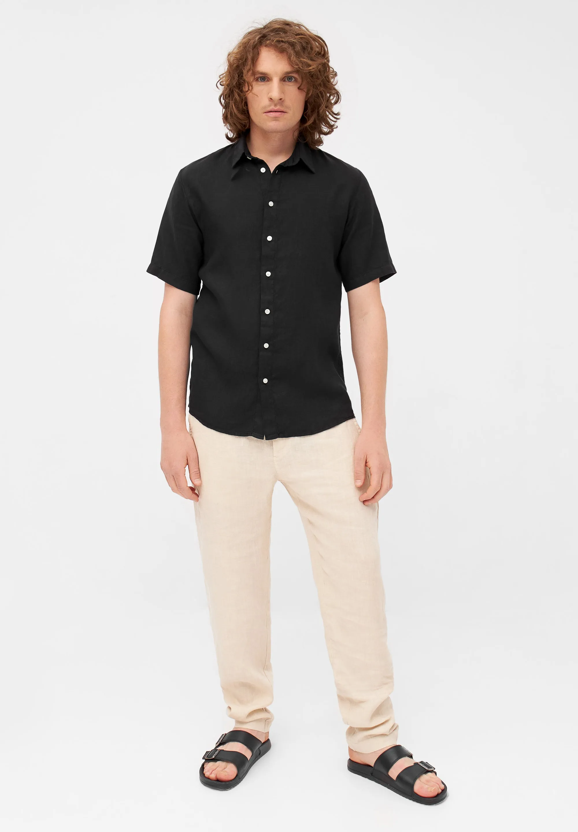Linen short sleeve shirt DYLAN - Black (Linen) Givn Berlin