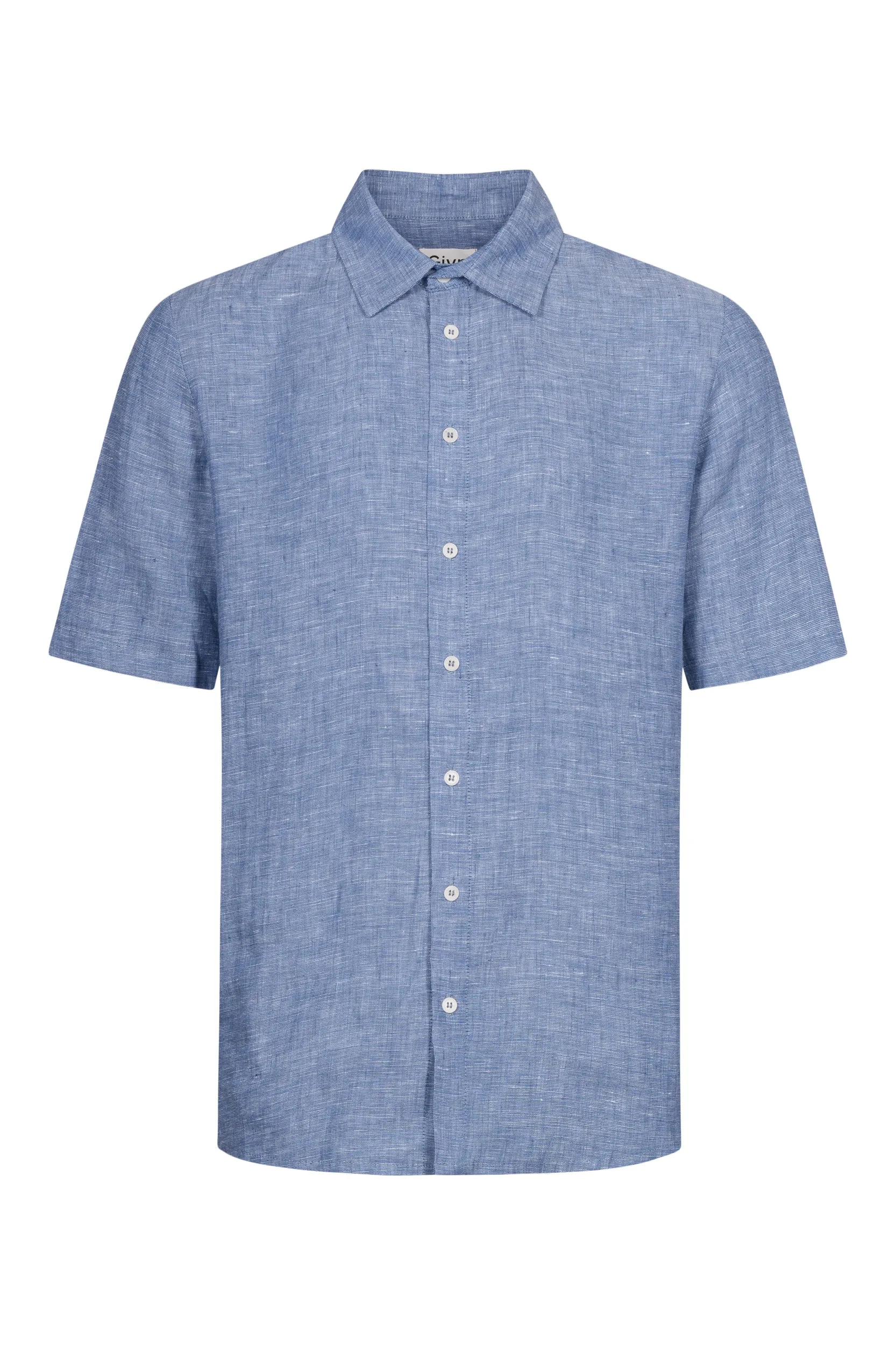 Linen short sleeve shirt DYLAN - Blue (Structure, Linen) Givn Berlin