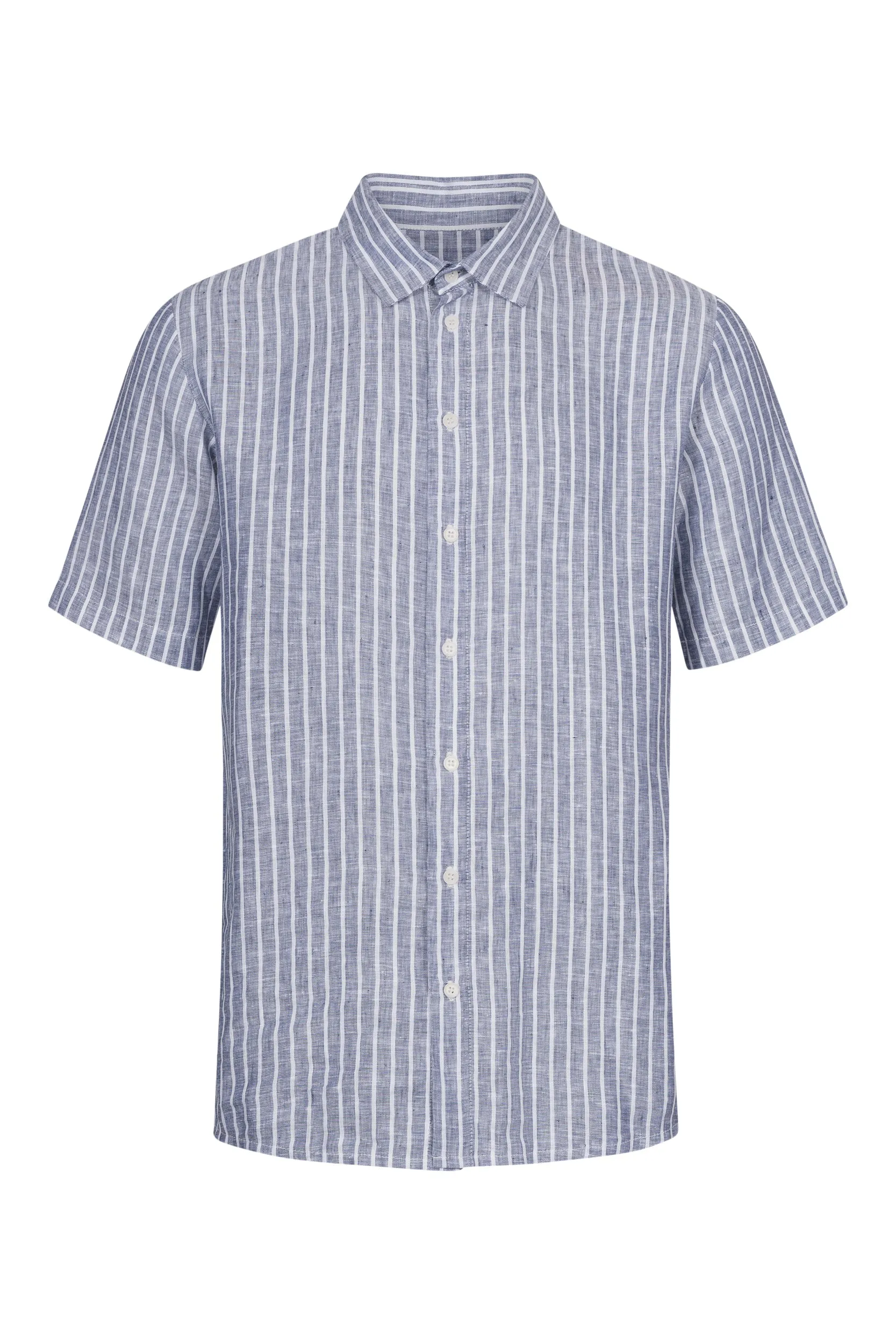 Linen short sleeve shirt DYLAN - Blue / White  (Stripes, Linen) Givn Berlin