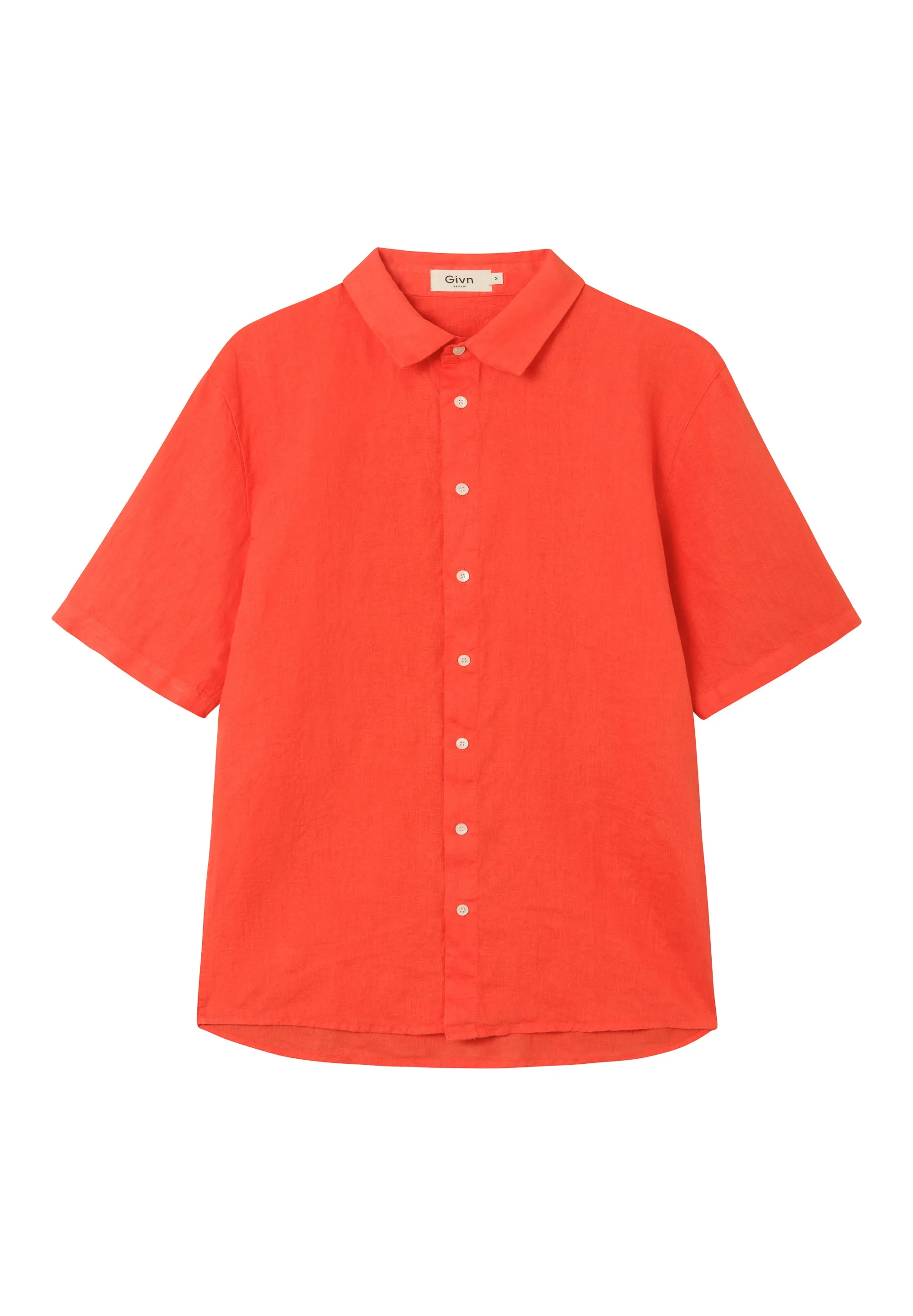 Linen short sleeve shirt DYLAN - Sunset Orange (Linen) Givn Berlin