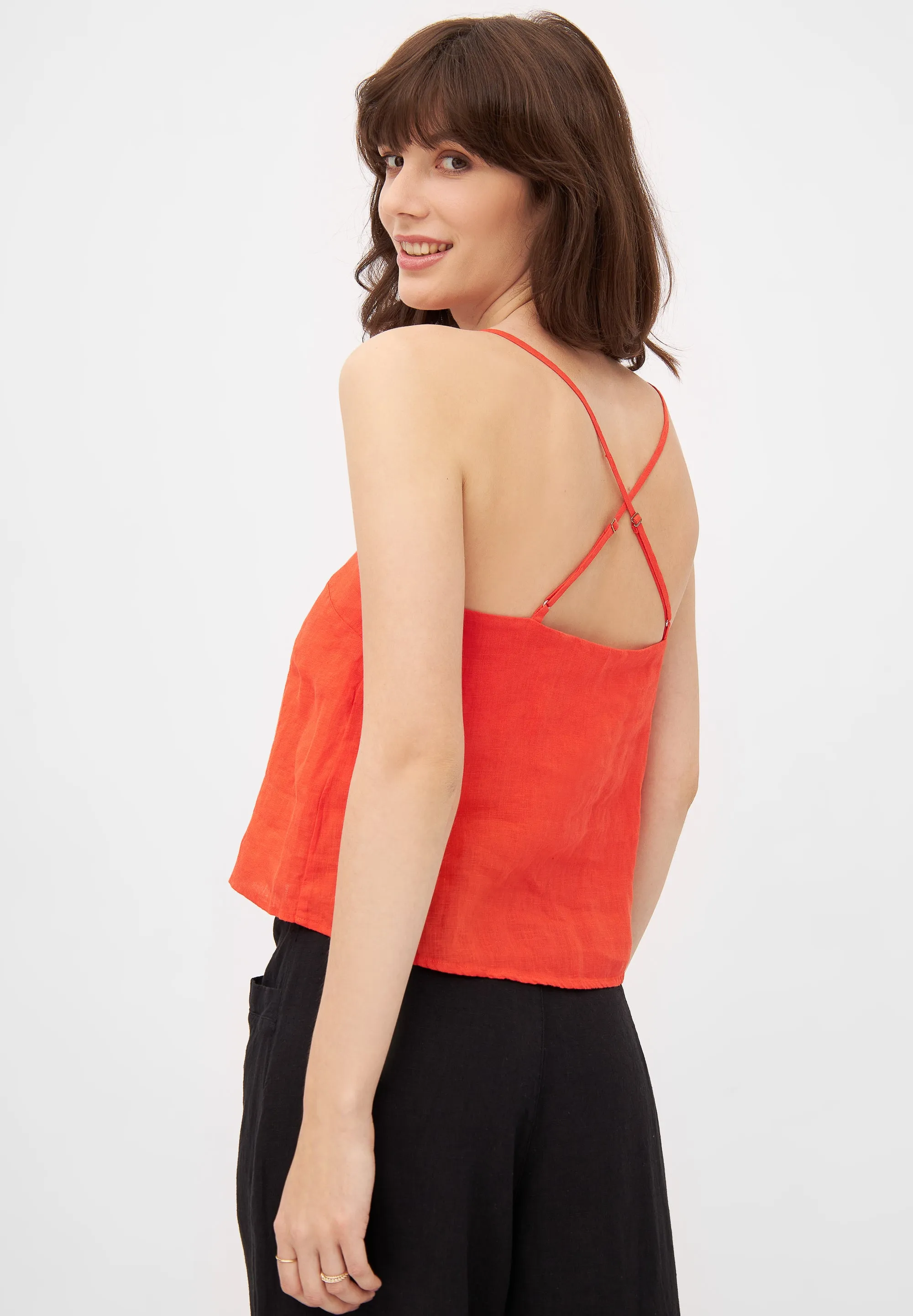 Linen Top JULIE - Sunset Orange (Linen) Givn Berlin