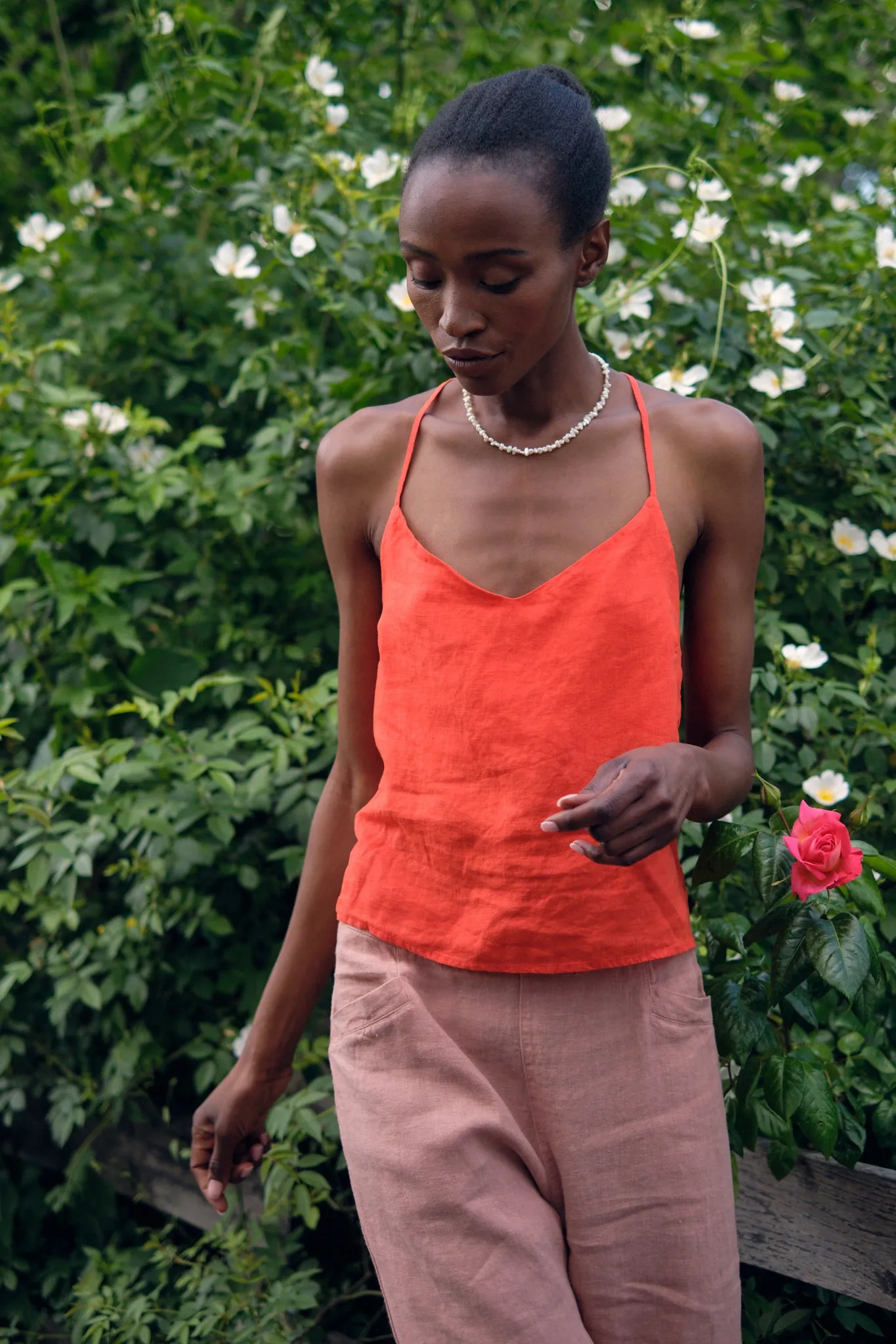 Linen Top JULIE - Sunset Orange (Linen) Givn Berlin