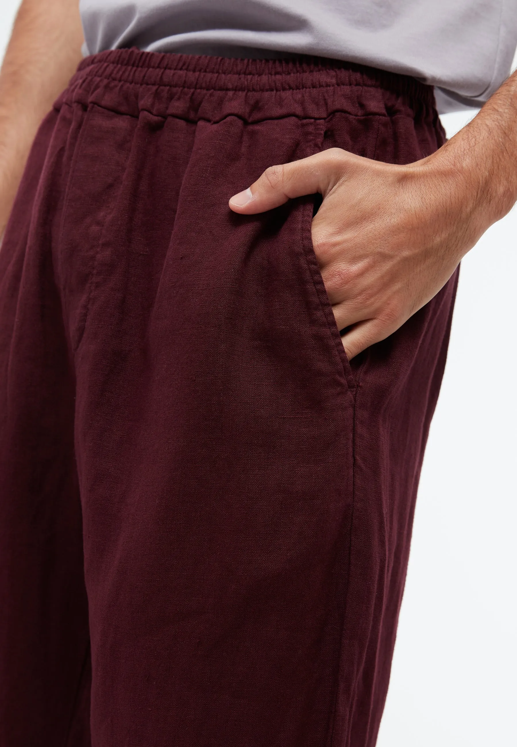 Linen trousers GBERIC with drawstring - Burgundy (Linen) Givn Berlin