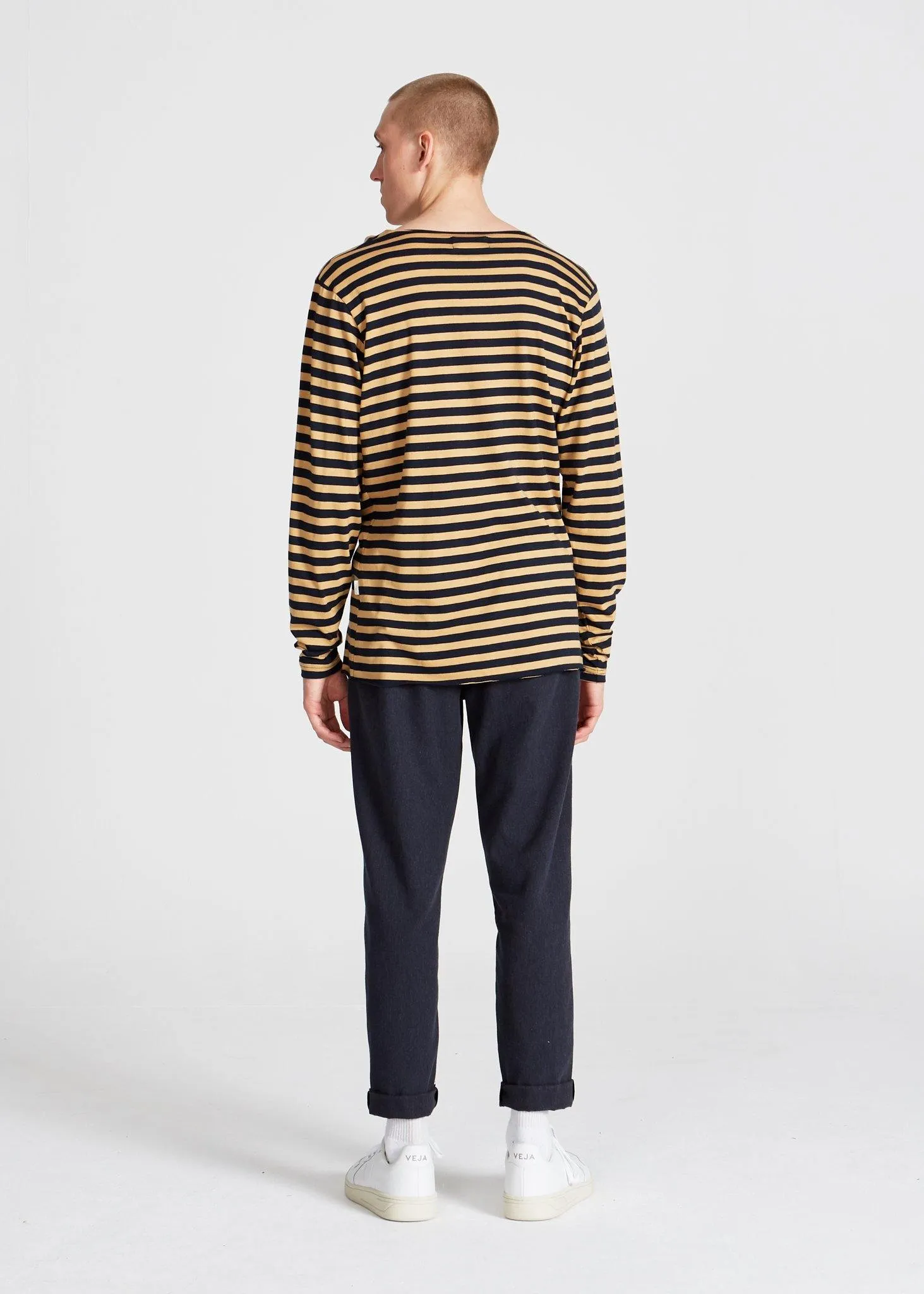 Long sleeve MELVIN in TENCEL™ Lyocell - Blue / Camel (Stripes) Givn Berlin