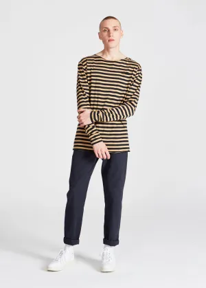 Long sleeve MELVIN in TENCEL™ Lyocell - Blue / Camel (Stripes) Givn Berlin