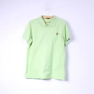 Lyle & Scott Club Mens XL (L) Polo Shirt Lime Green Buttons Detailed Top Cotton