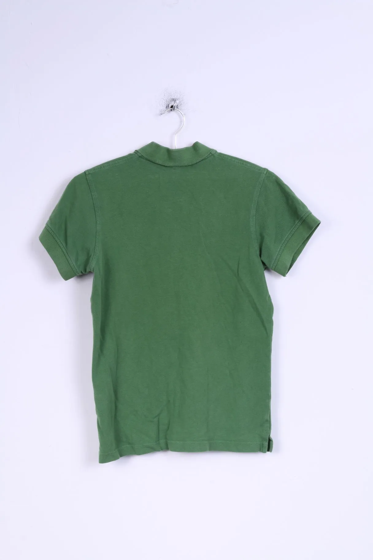 Lyle & Scott Vintage Mens S (XS) Polo Shirt Green Cotton Detailed Buttons